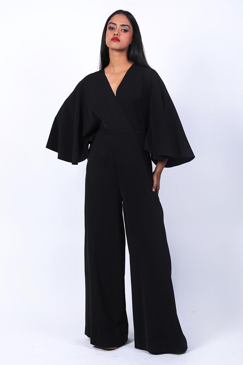 V Neck Overlapping Kaftan Drape Jumpsuit