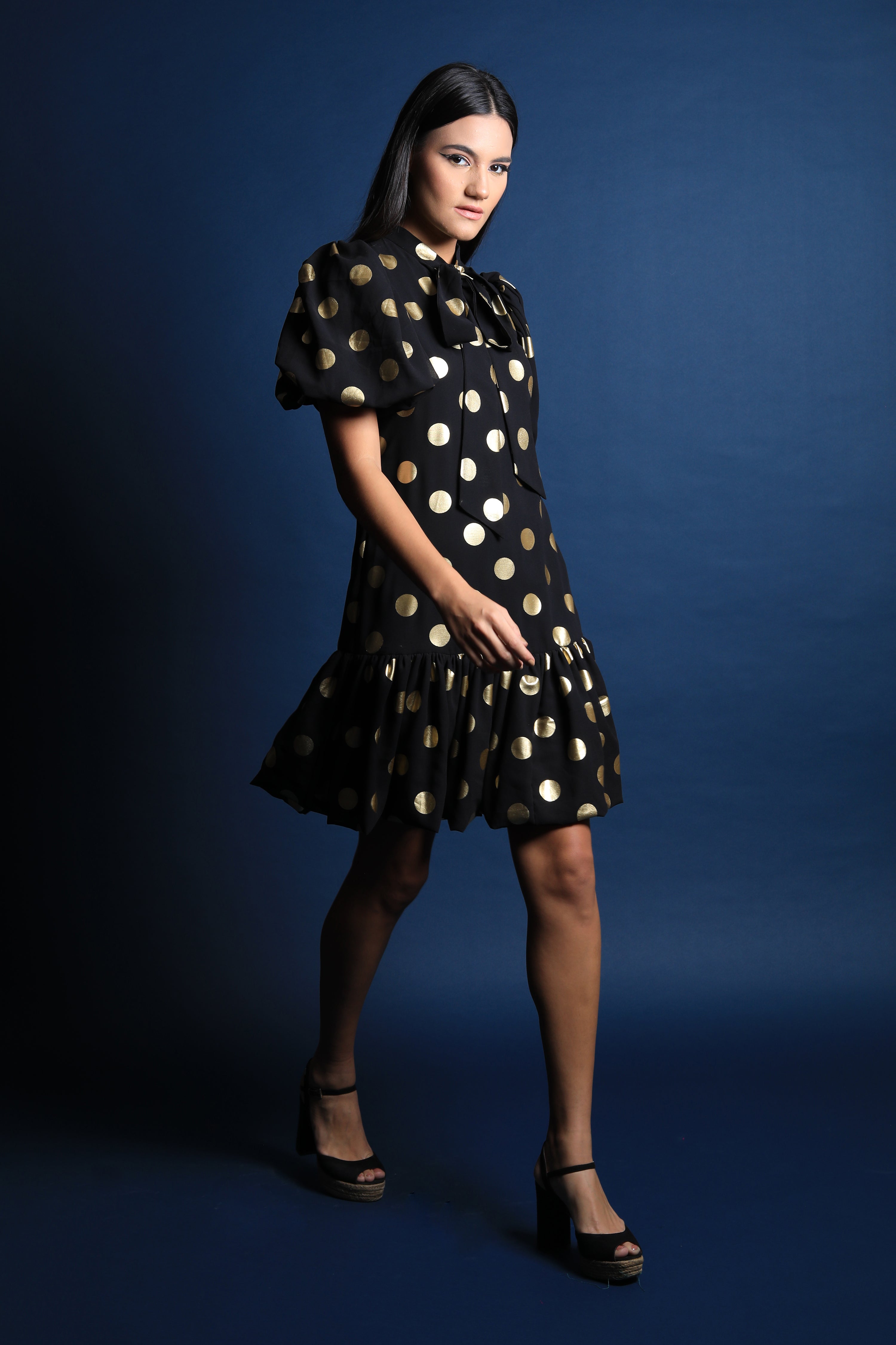 Scarf Collar Shift Dress