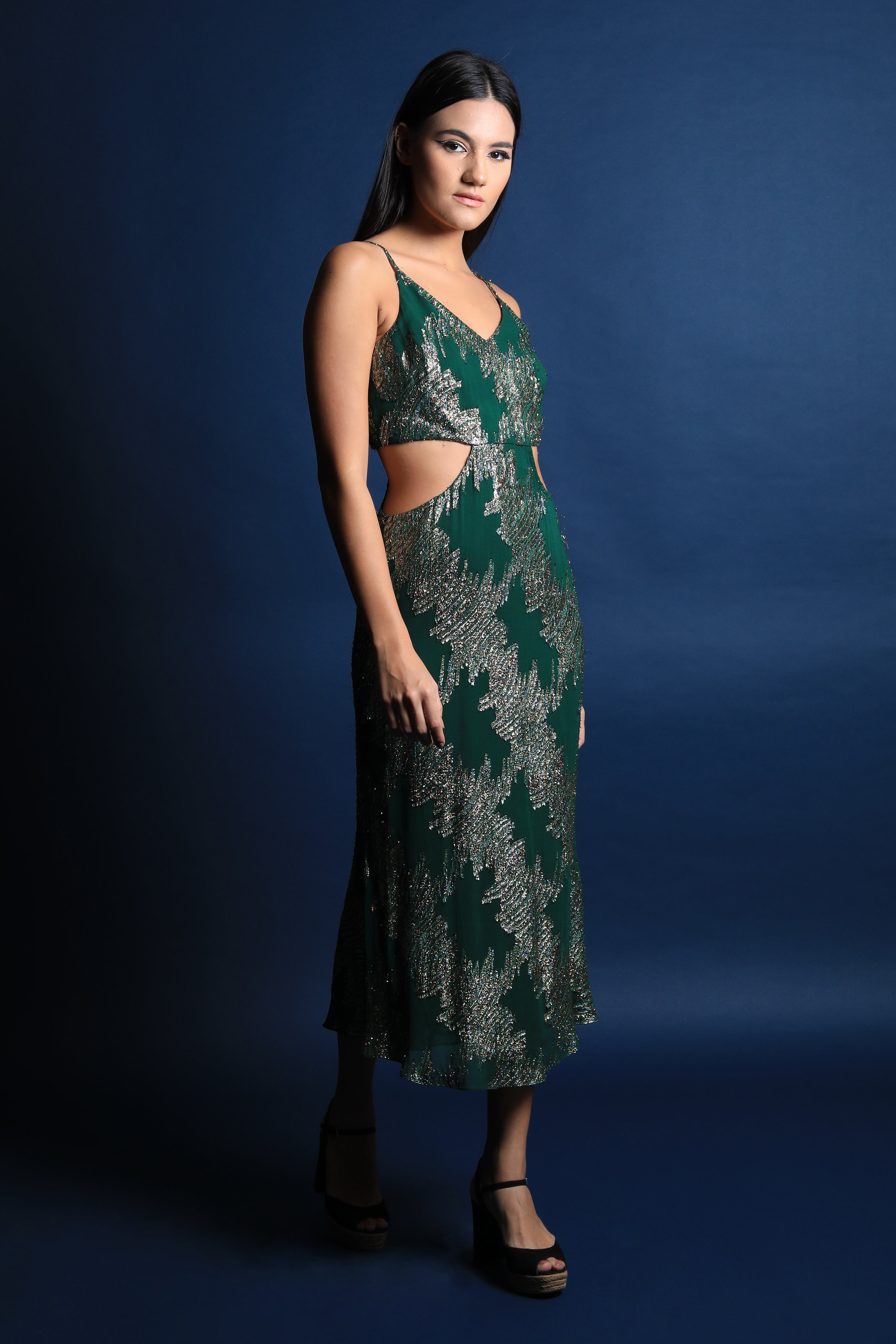 Strappy Cut Out Asymmetric Dress