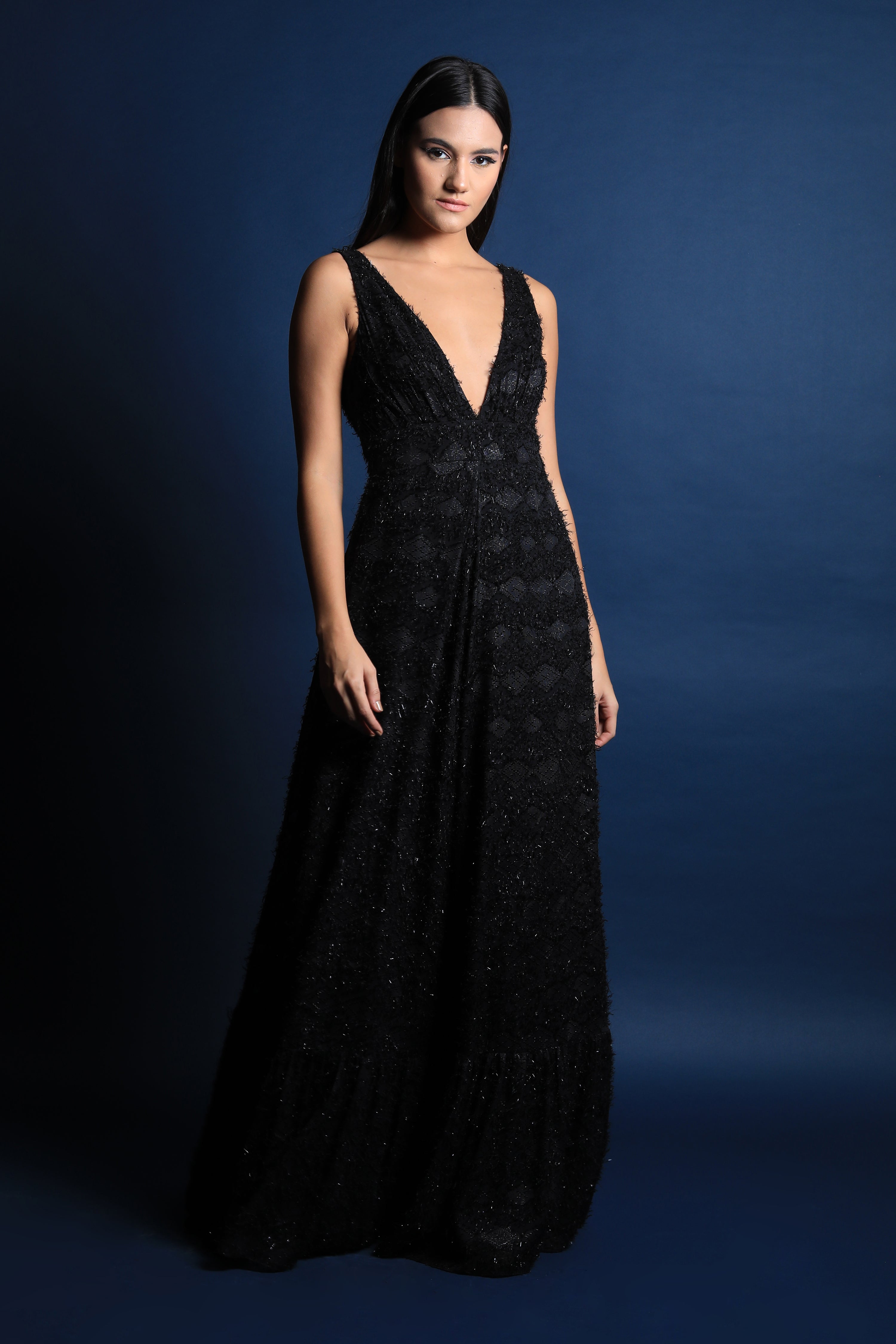 Plunging Neckline Cocktail Gown