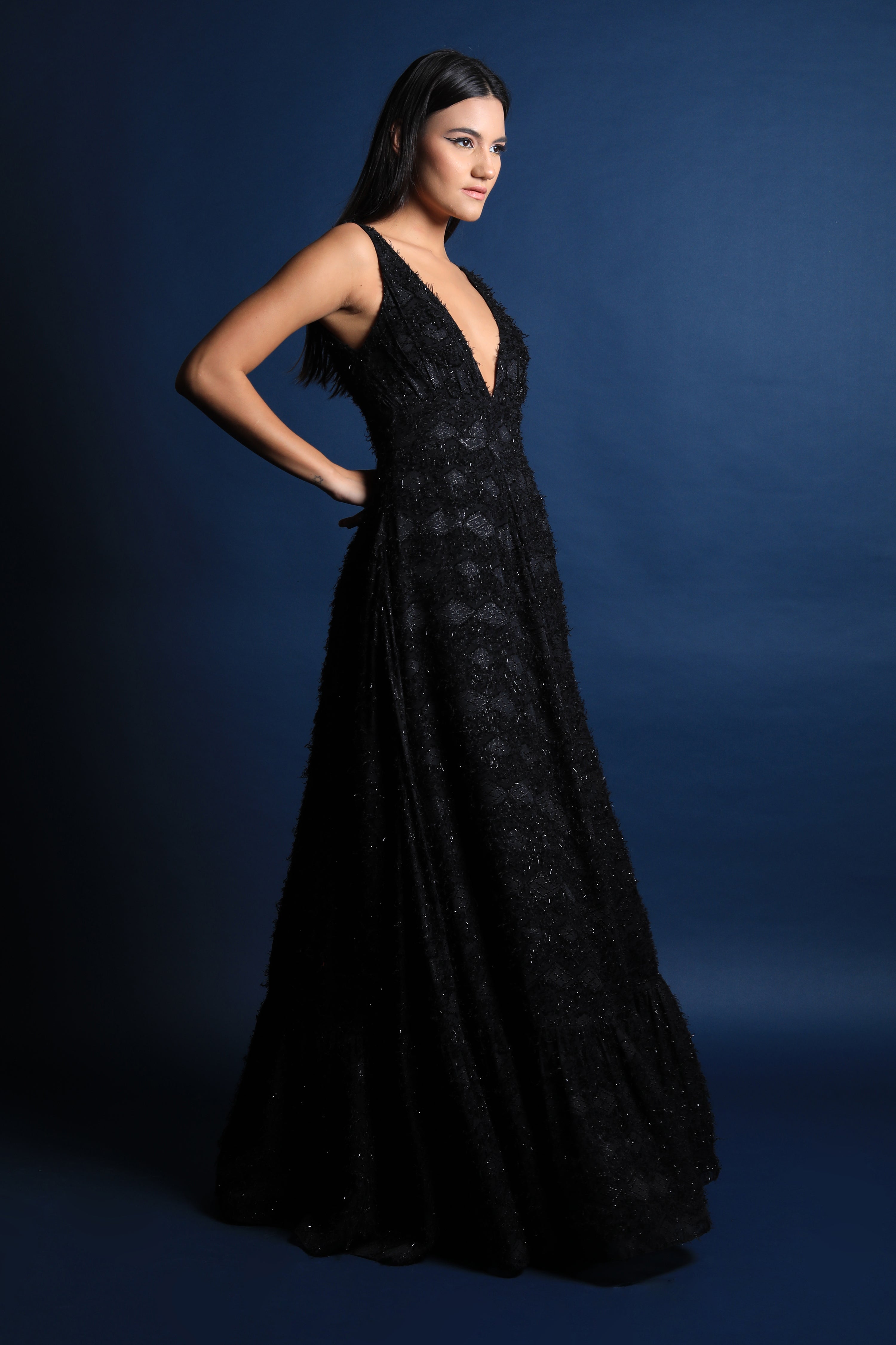 Plunging Neckline Cocktail Gown