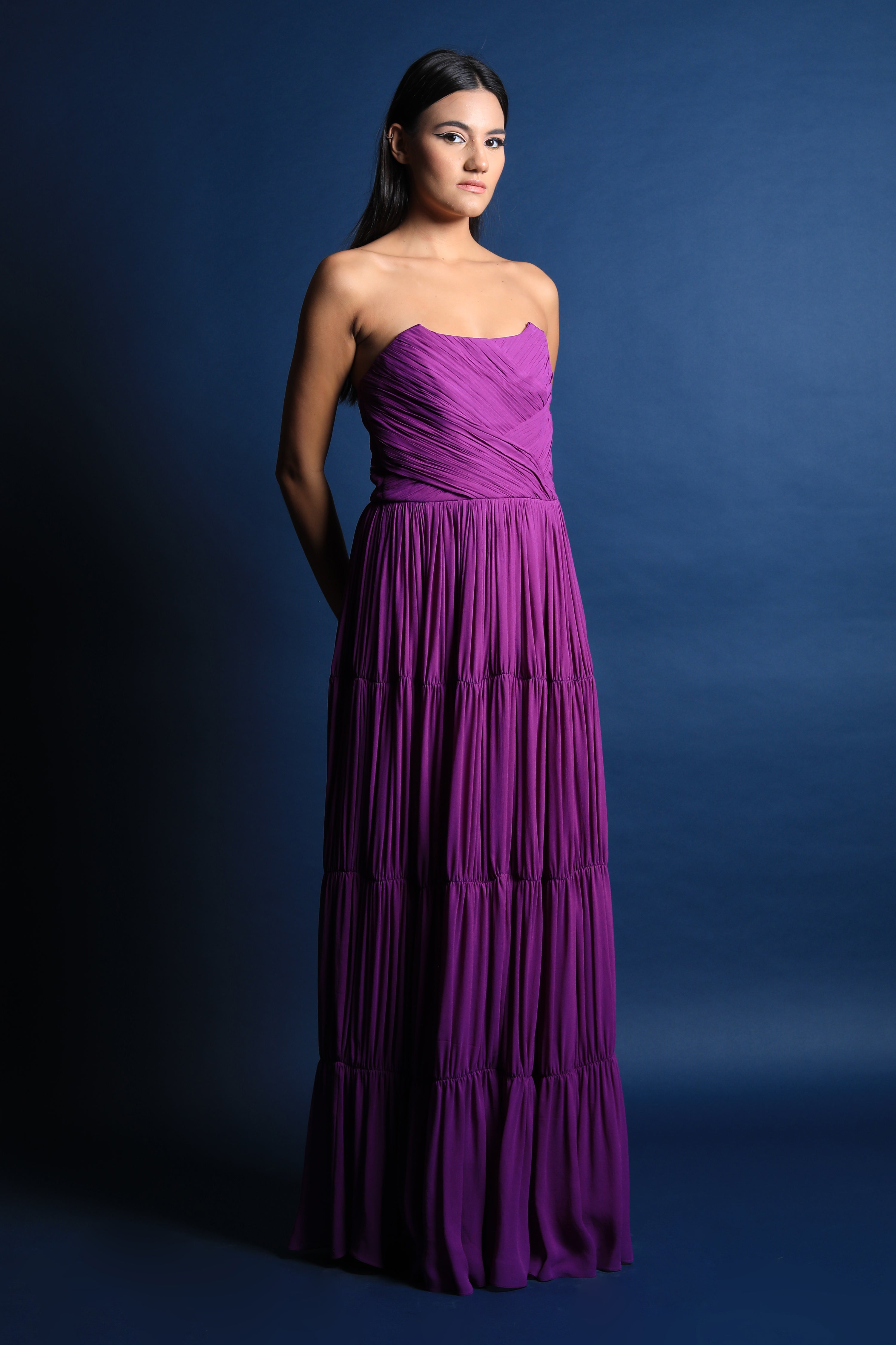 Corseted Ruched Gown