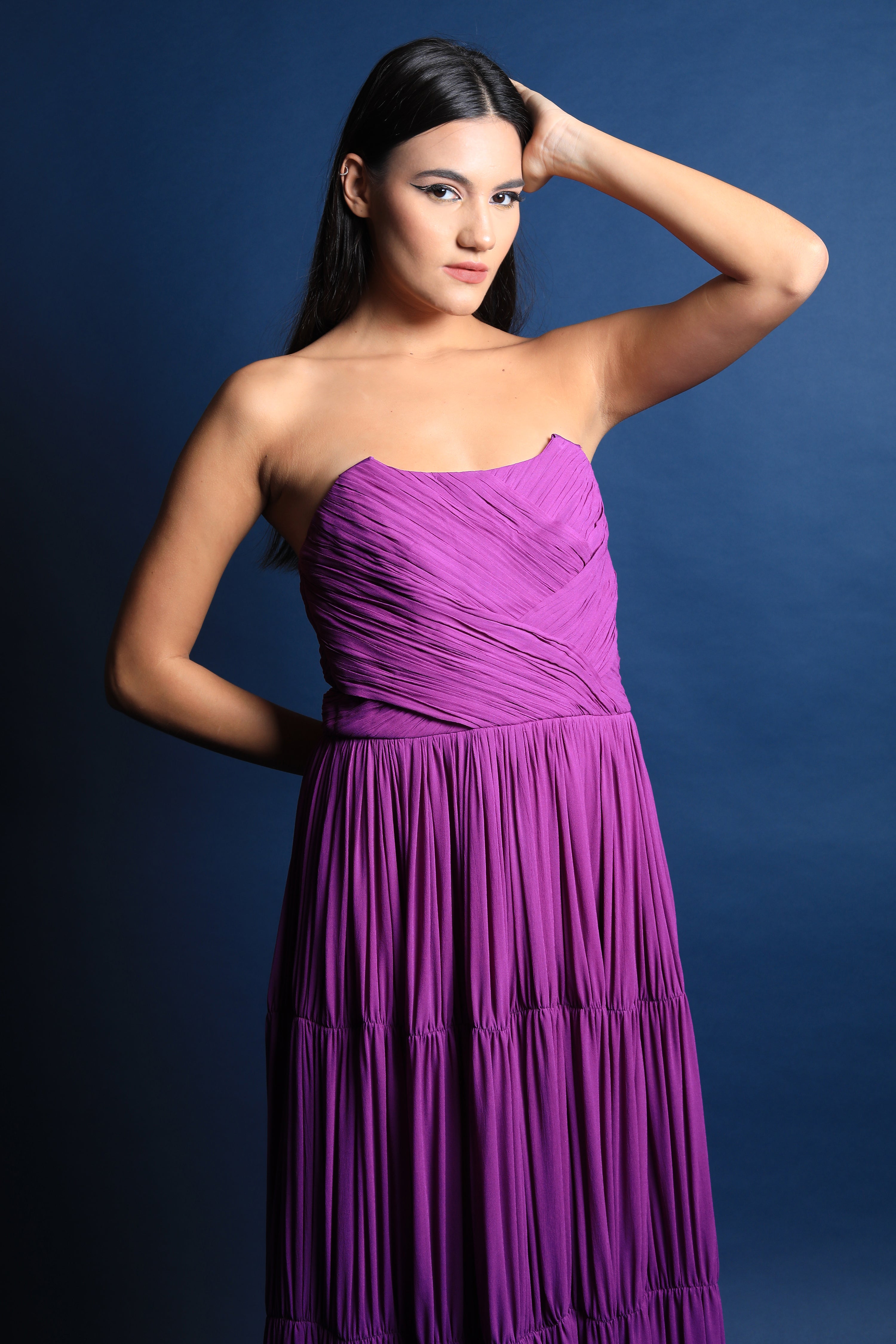 Corseted Ruched Gown
