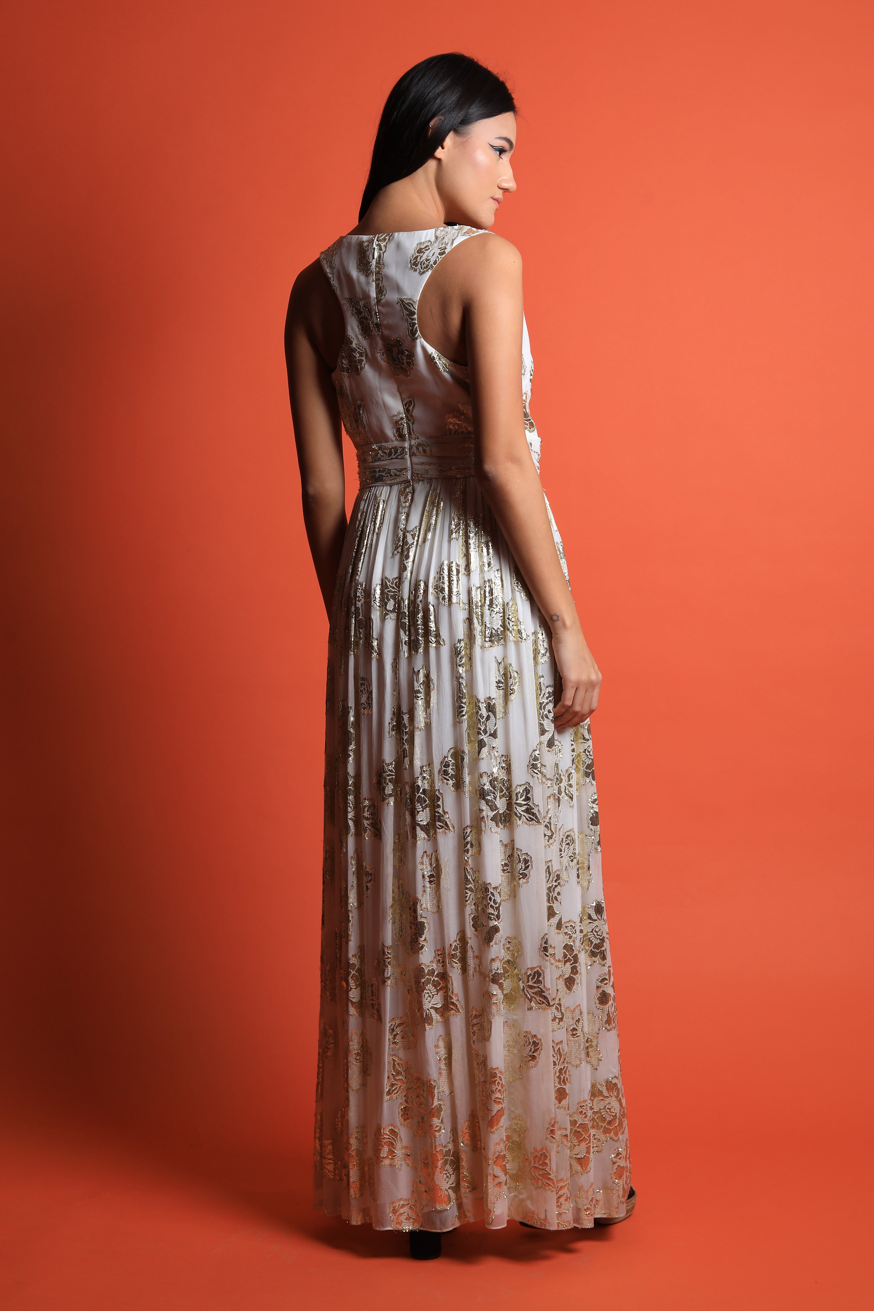 Fit & Flared Gown with Drapes