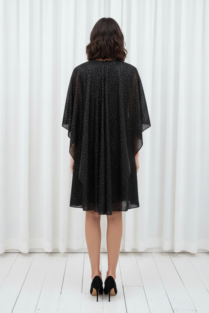 Round Neck Asym Flag Drape Dress