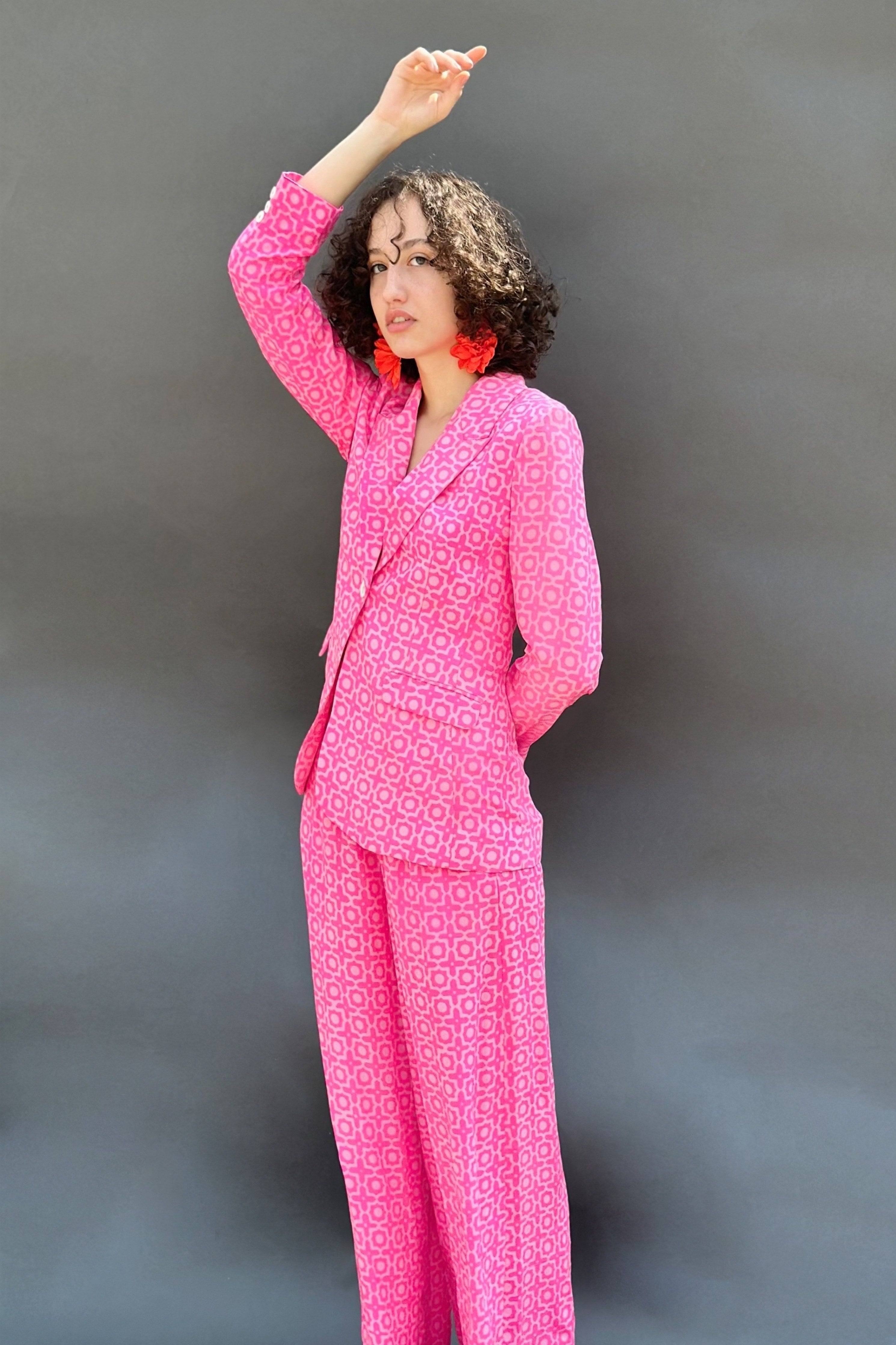 Honeycomb Printed Blazer Pants Set