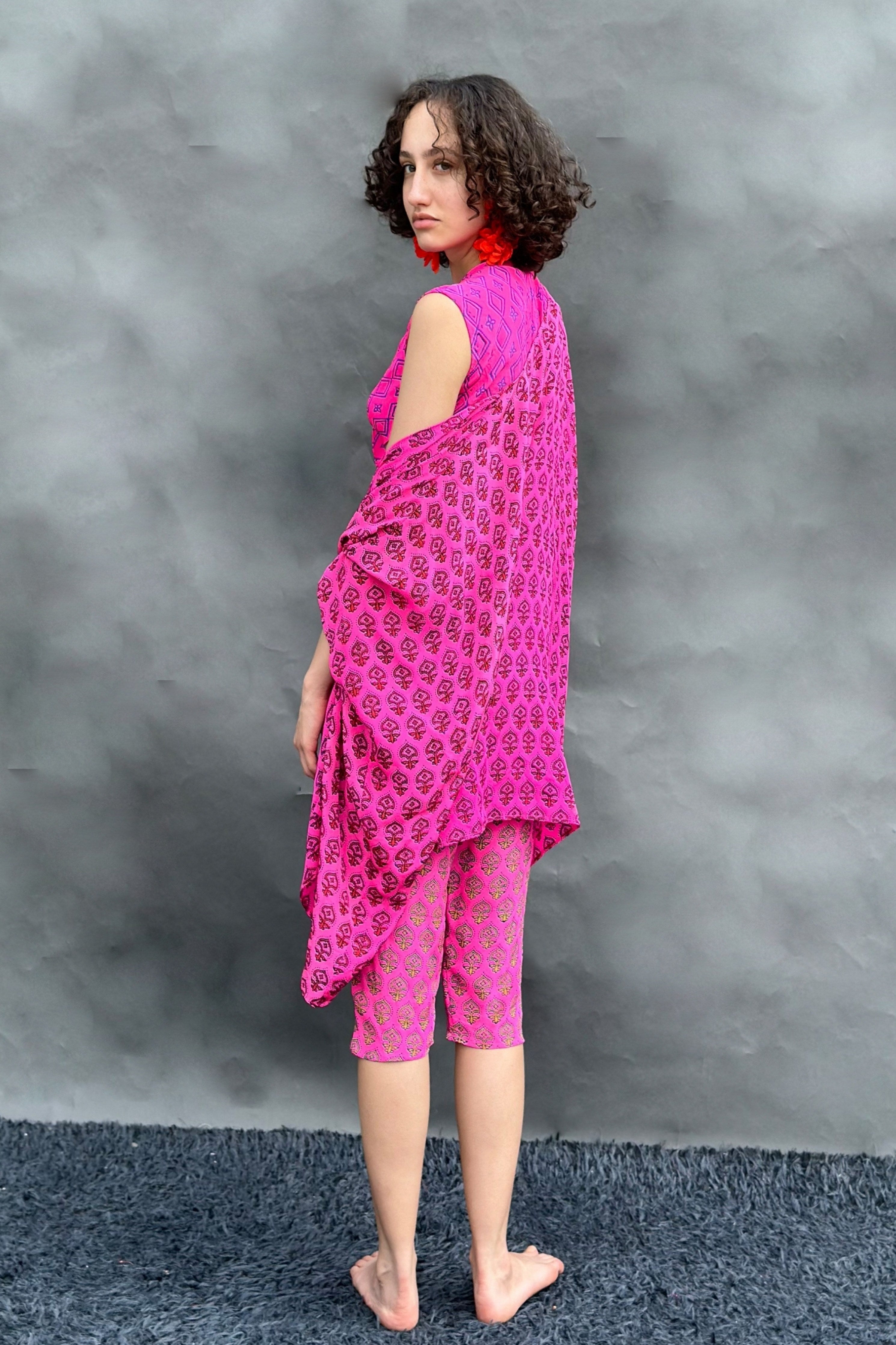 Crop Top Cropped Pants & Cape Set