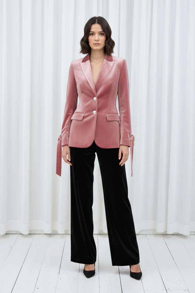 Coat Collar Blazer With Sleeves Belt