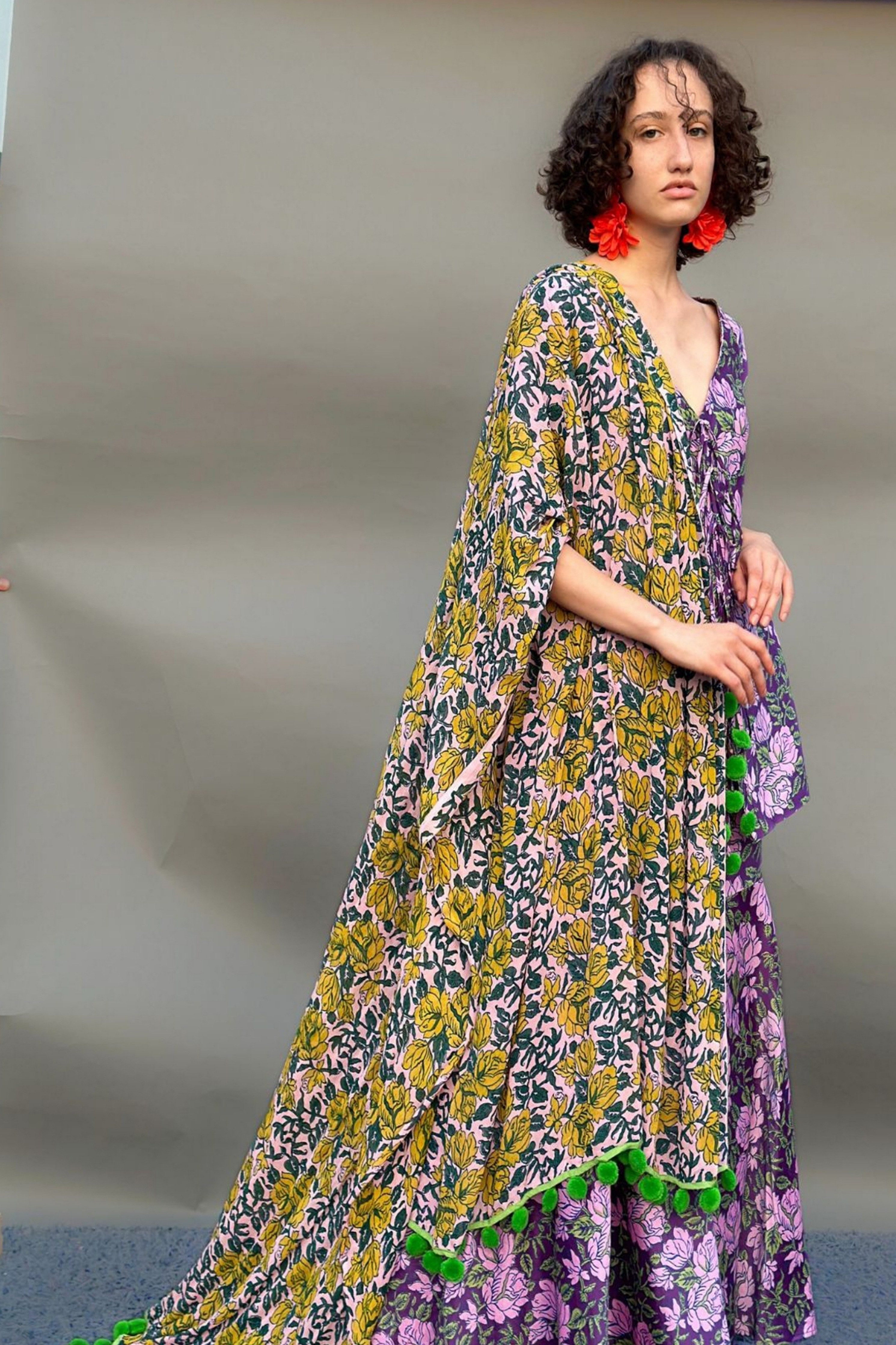 Purple Floral Kurta & Sharara Set