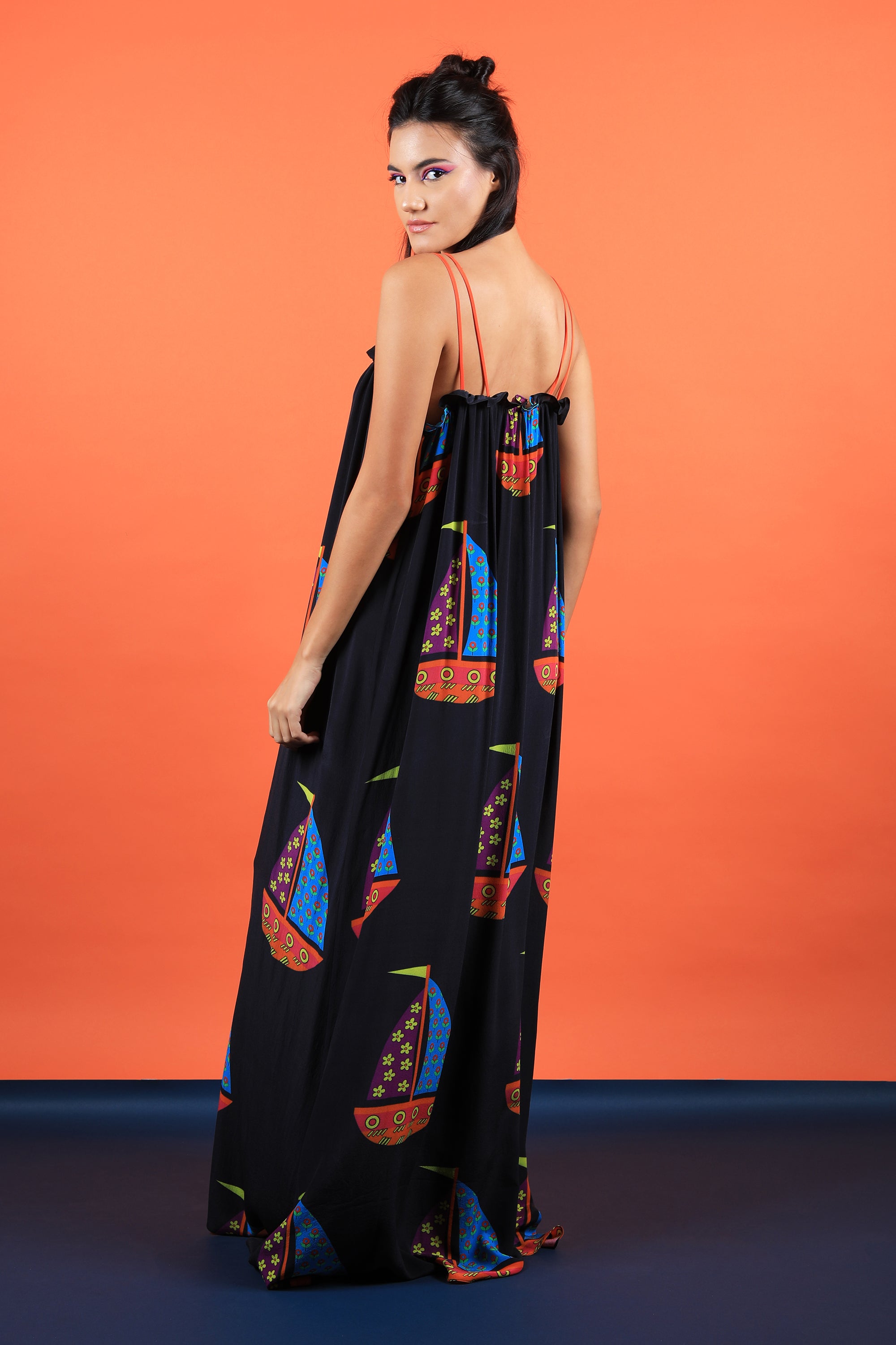 Strappy Boat Print Dress