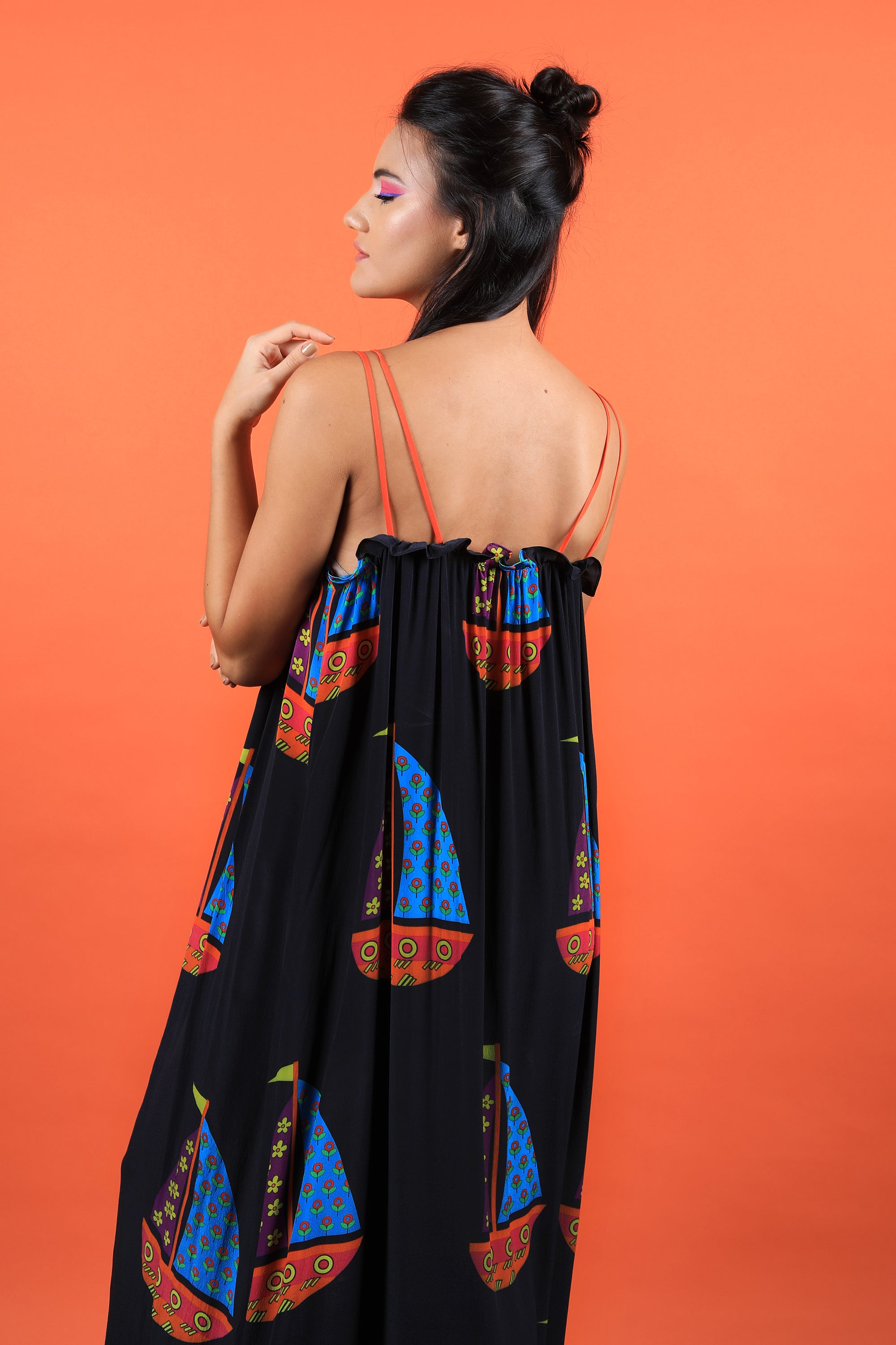 Strappy Boat Print Dress