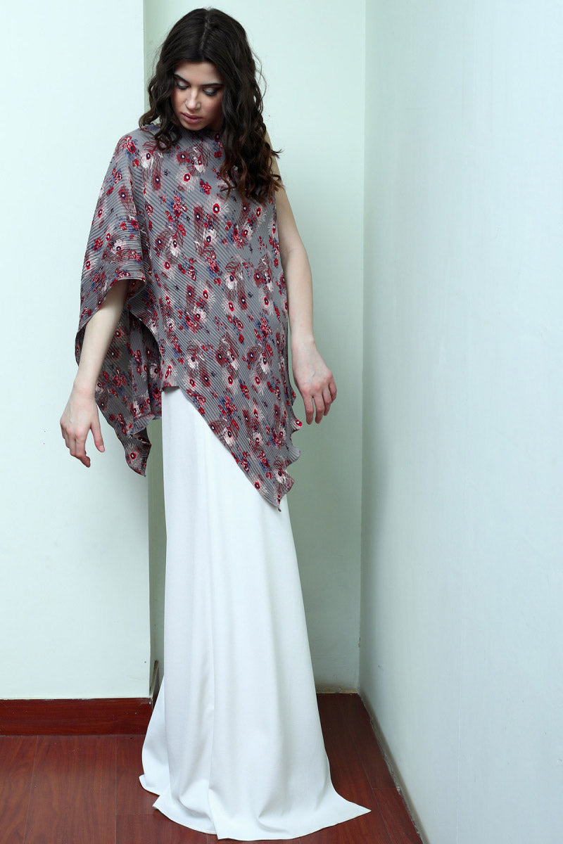 Cowl Neck Asymmetric Cape Top