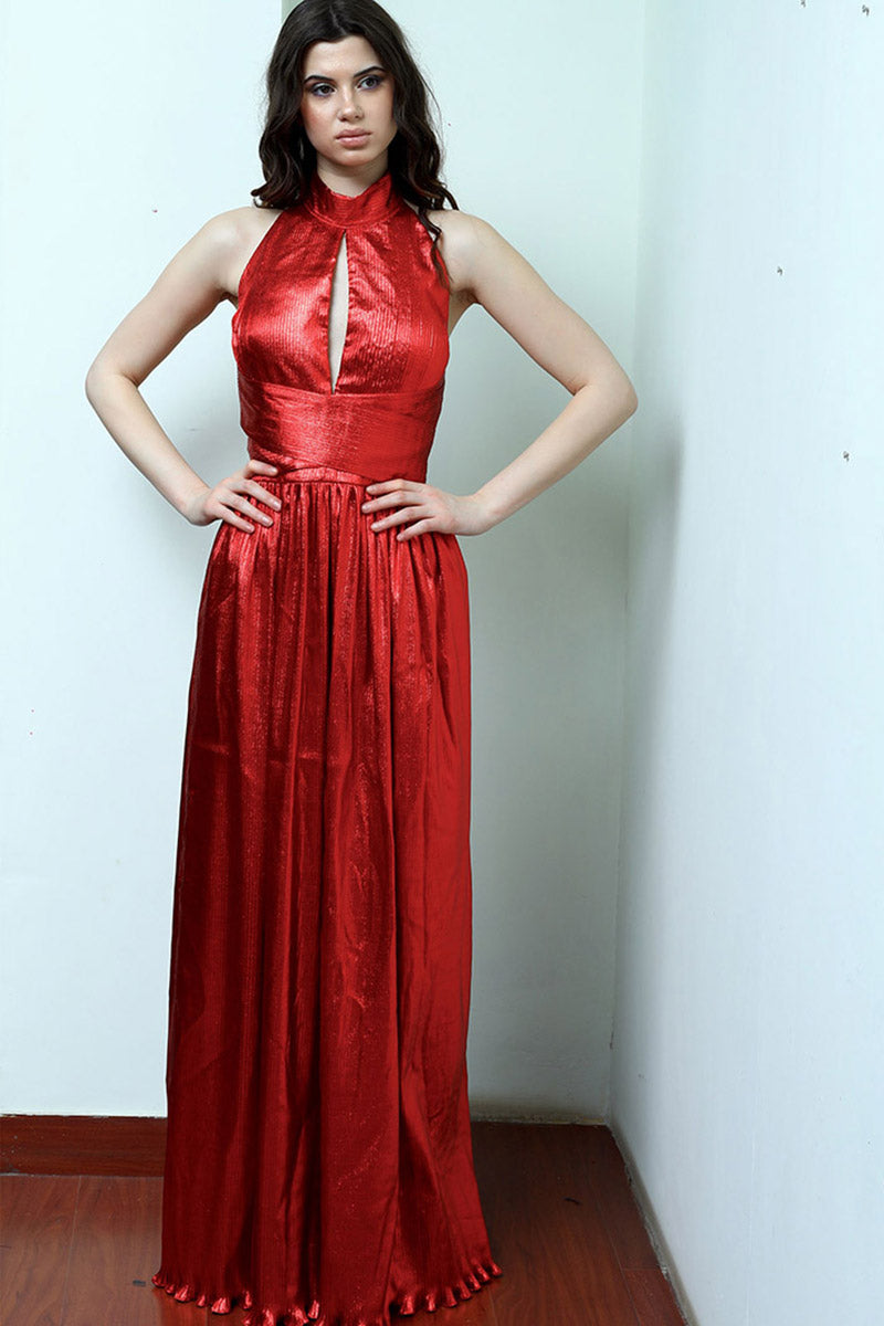 Low Waist Pleated Fit & Flared Dress