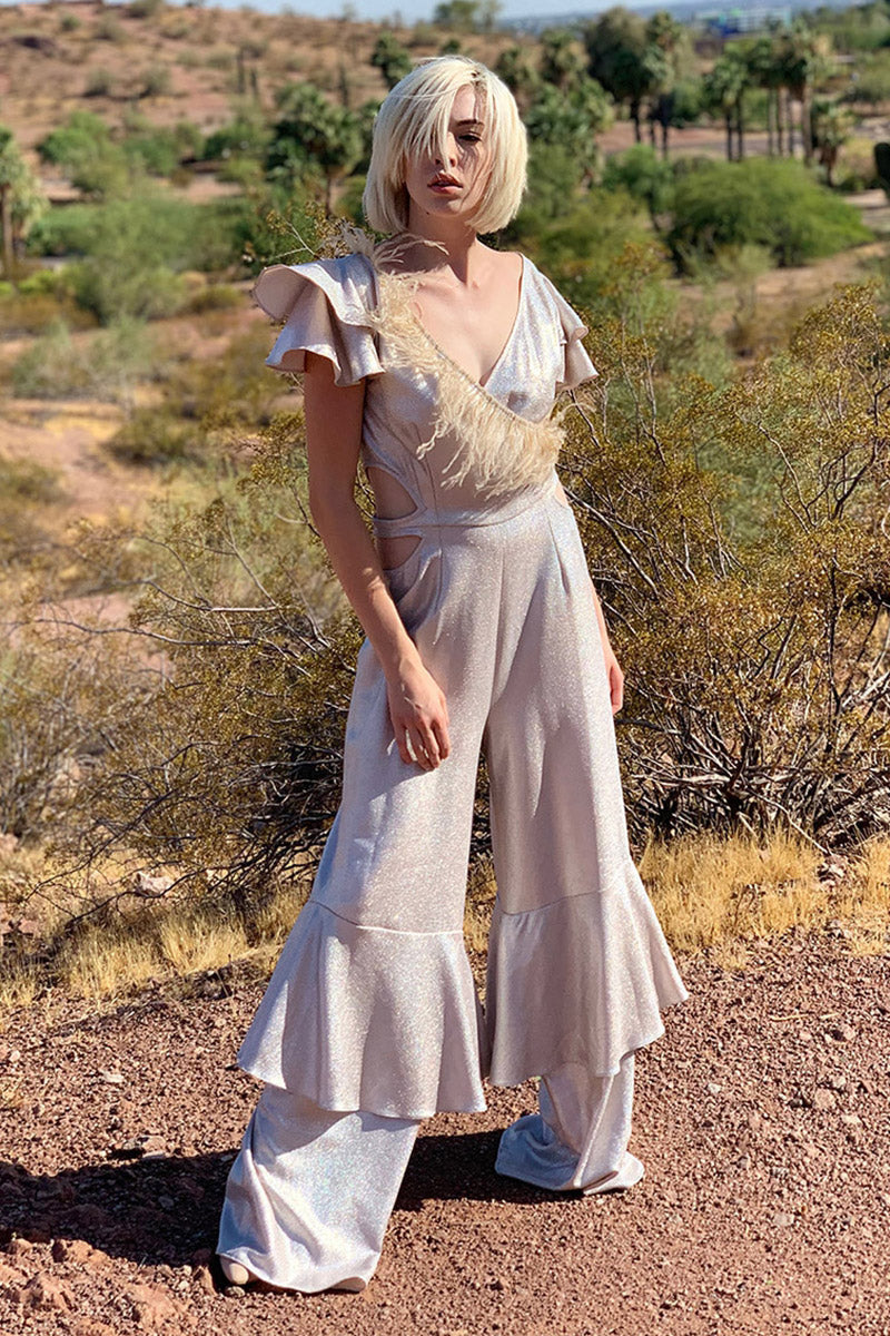 Overlapping Neck Jumpsuit