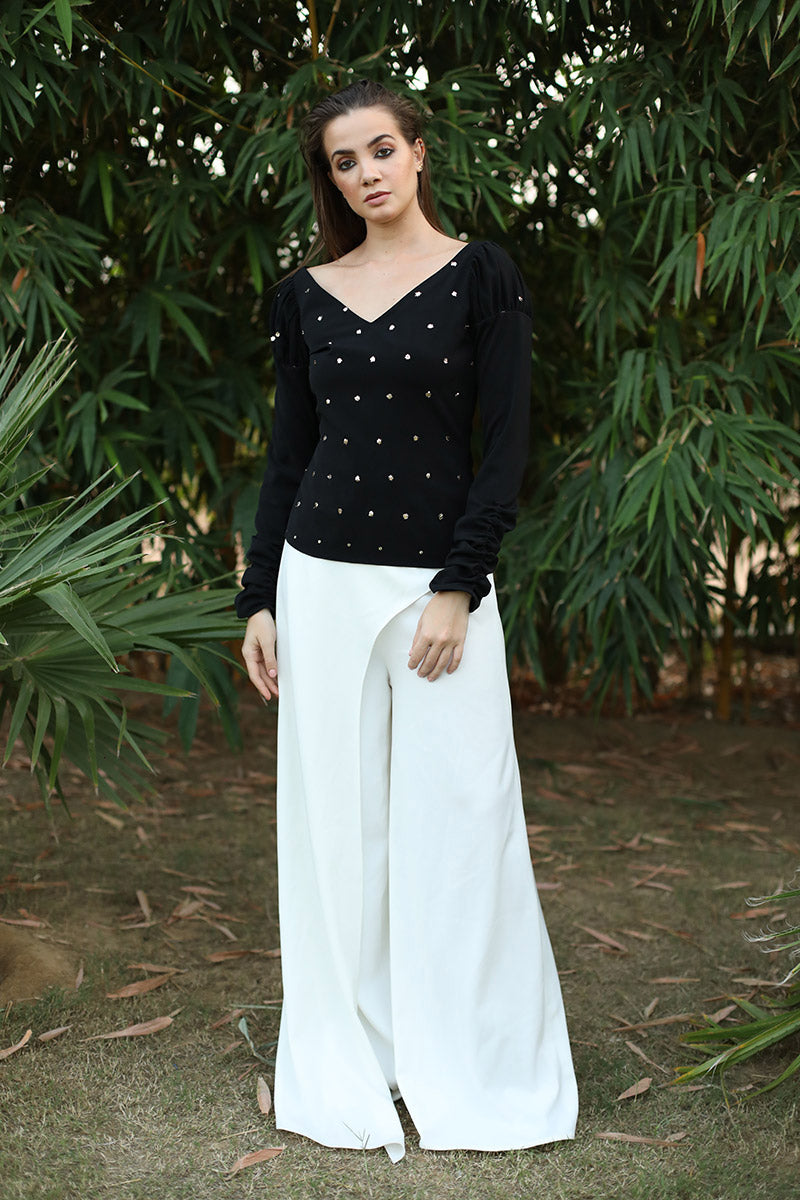 Mukaish Embroidered Dull Sleeves Top