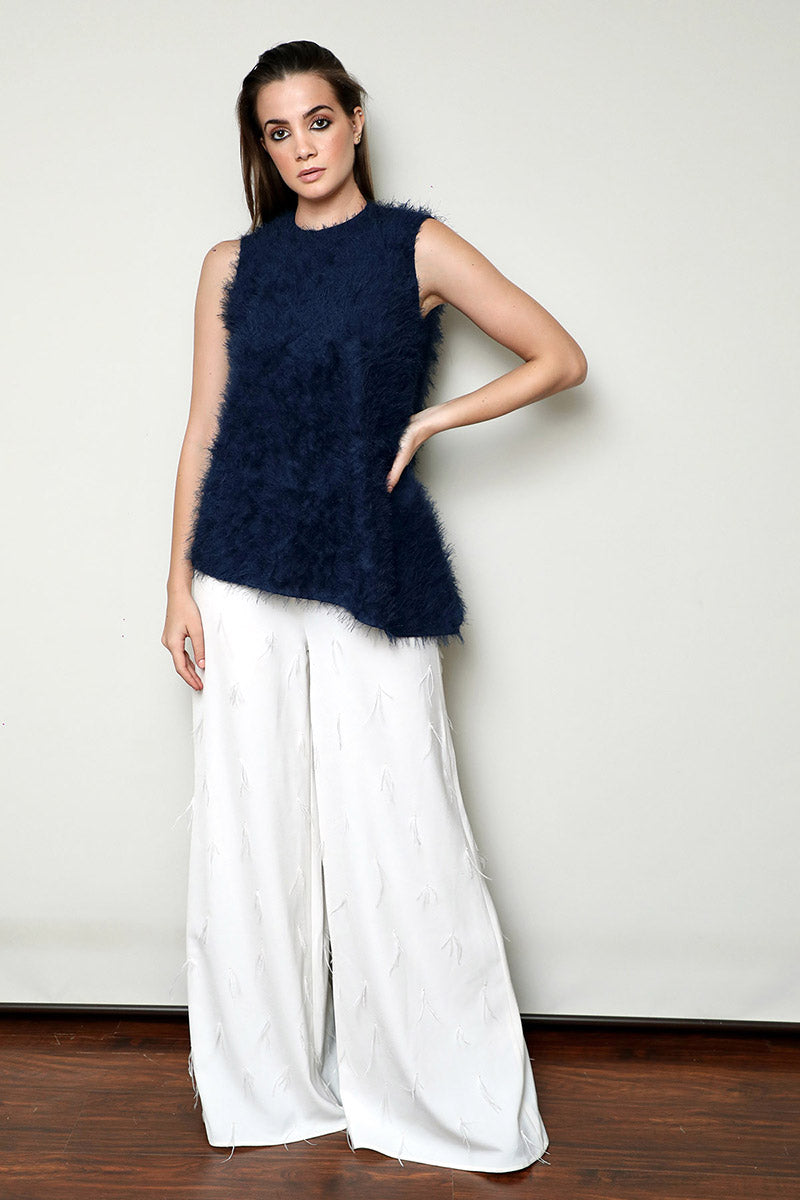 Scoop Neck Top With Asym Hem