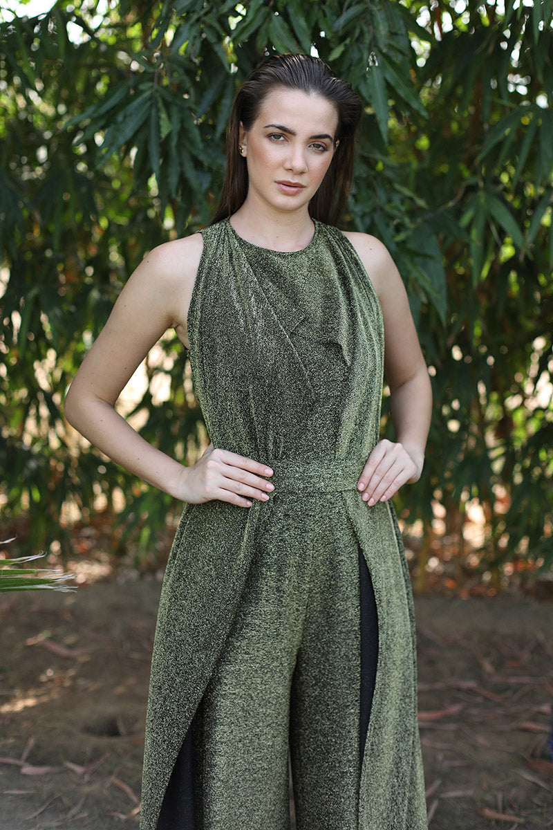 Metallic Jumpsuit with Drapes