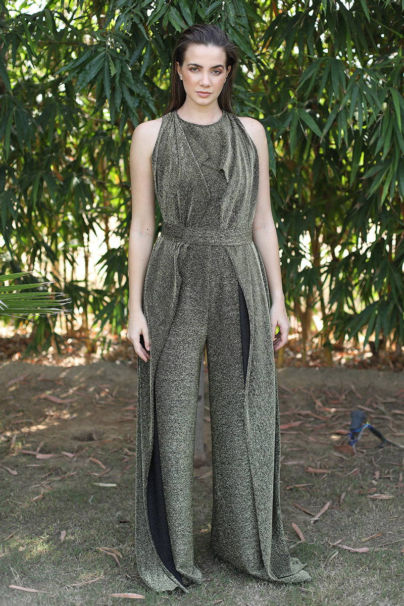 Metallic Jumpsuit with Drapes