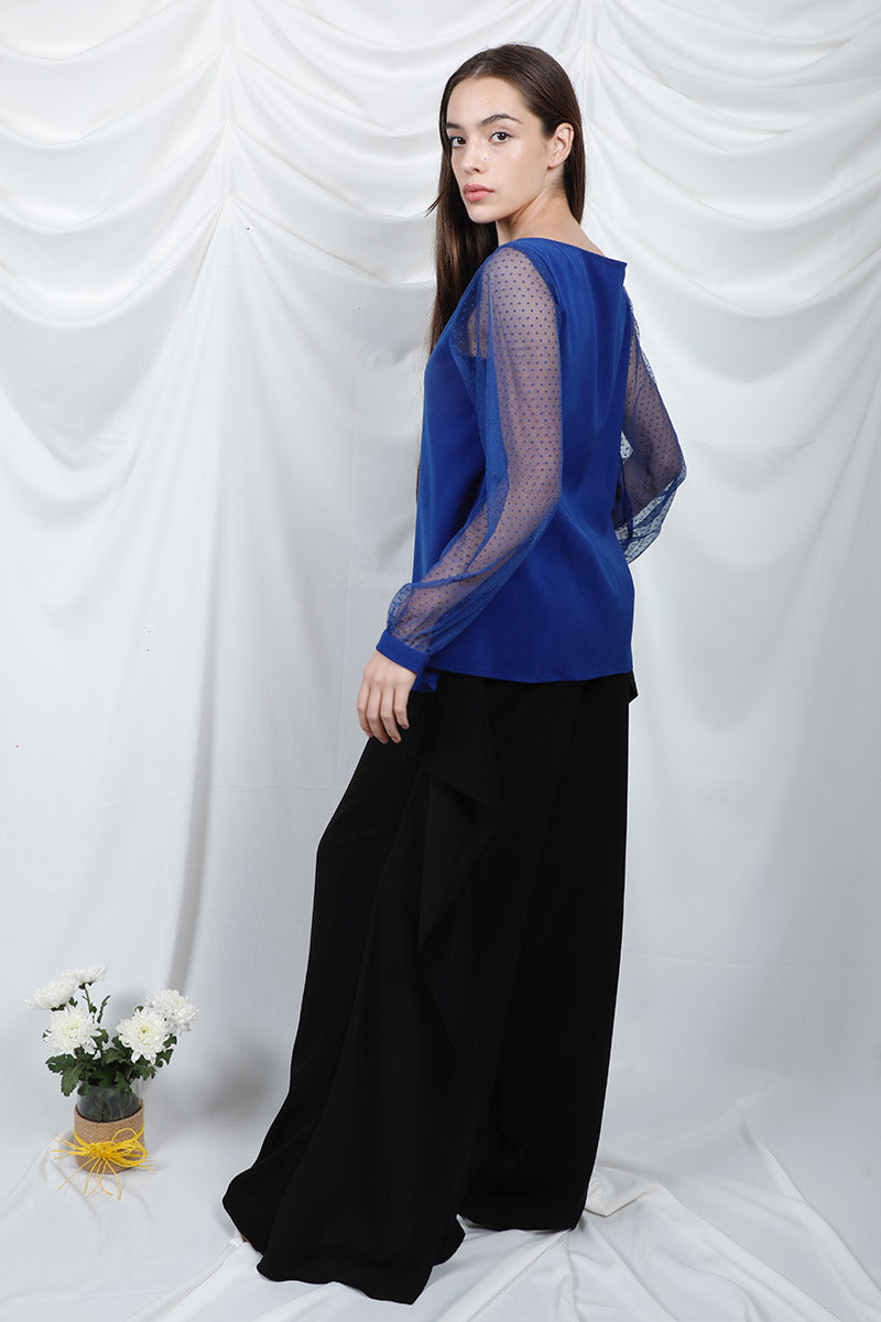 Polka Dot Lace Sleeves Top
