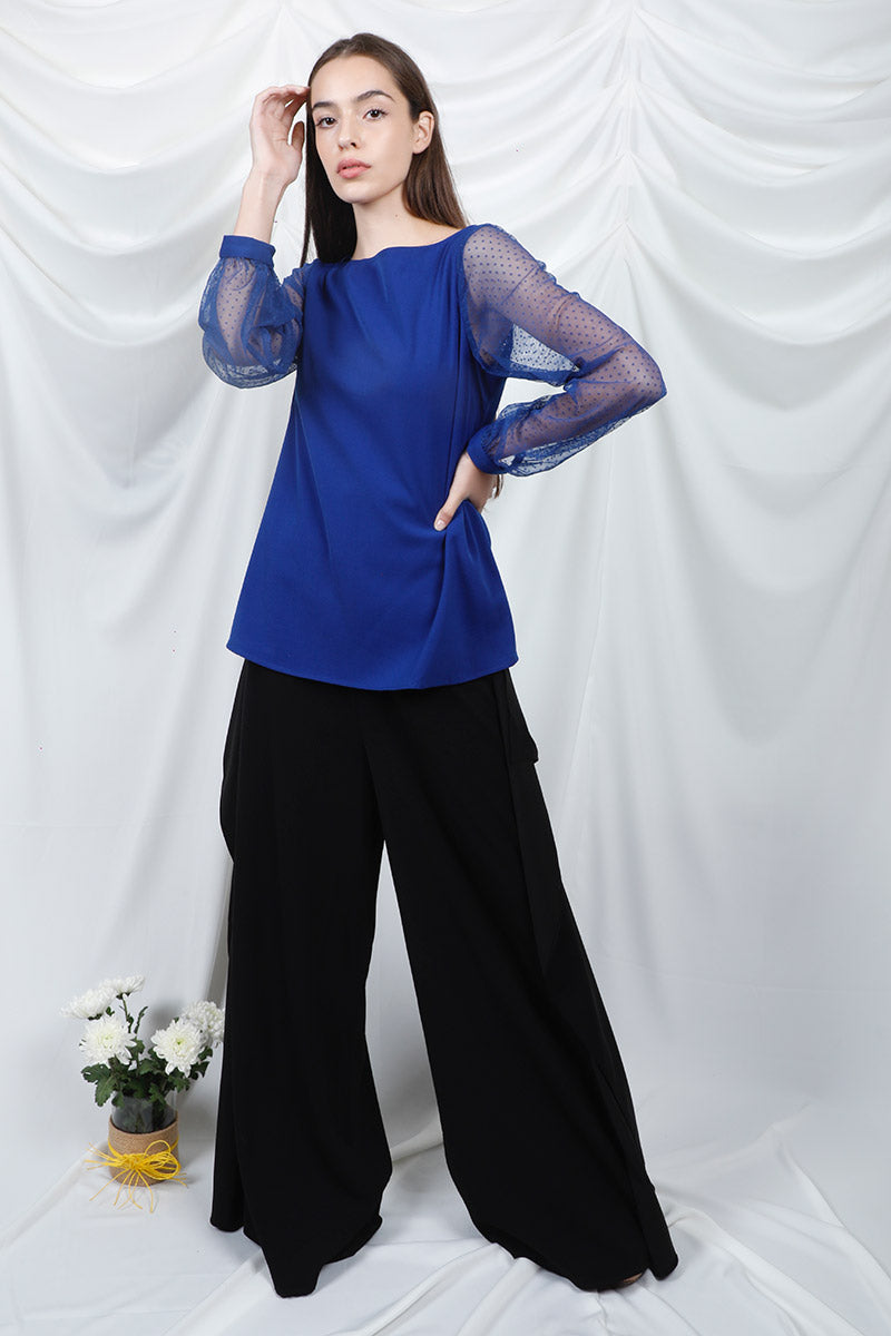 Polka Dot Lace Sleeves Top
