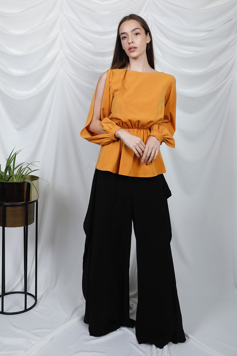 Slit Sleeve Cut Out Top