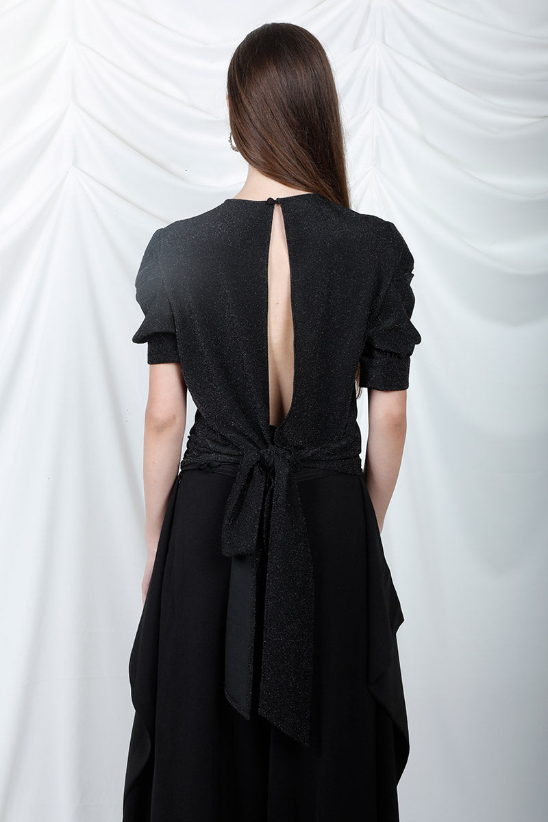 Puff Sleeves Backless Top