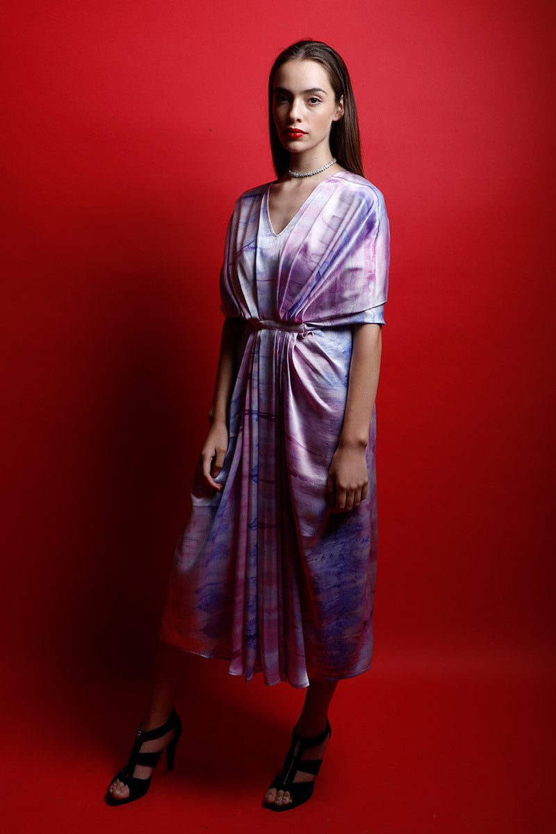 V Neck Gathered Kaftan