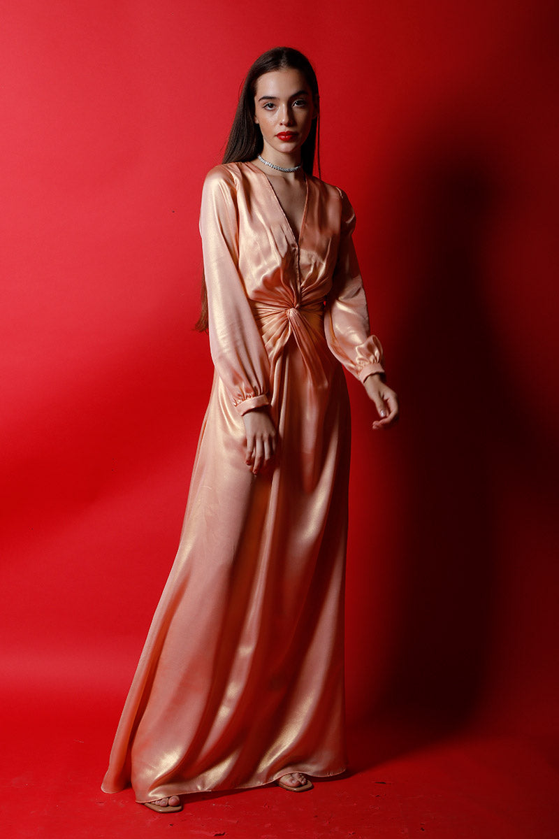 V Neck Knot Maxi