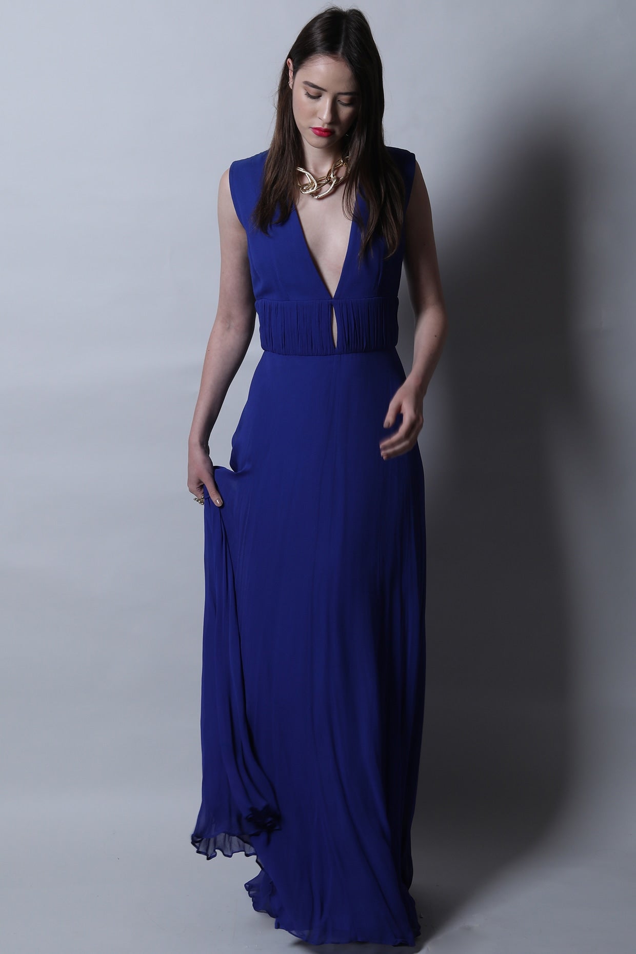 Low Neck Maxi Gown With Cut Out
