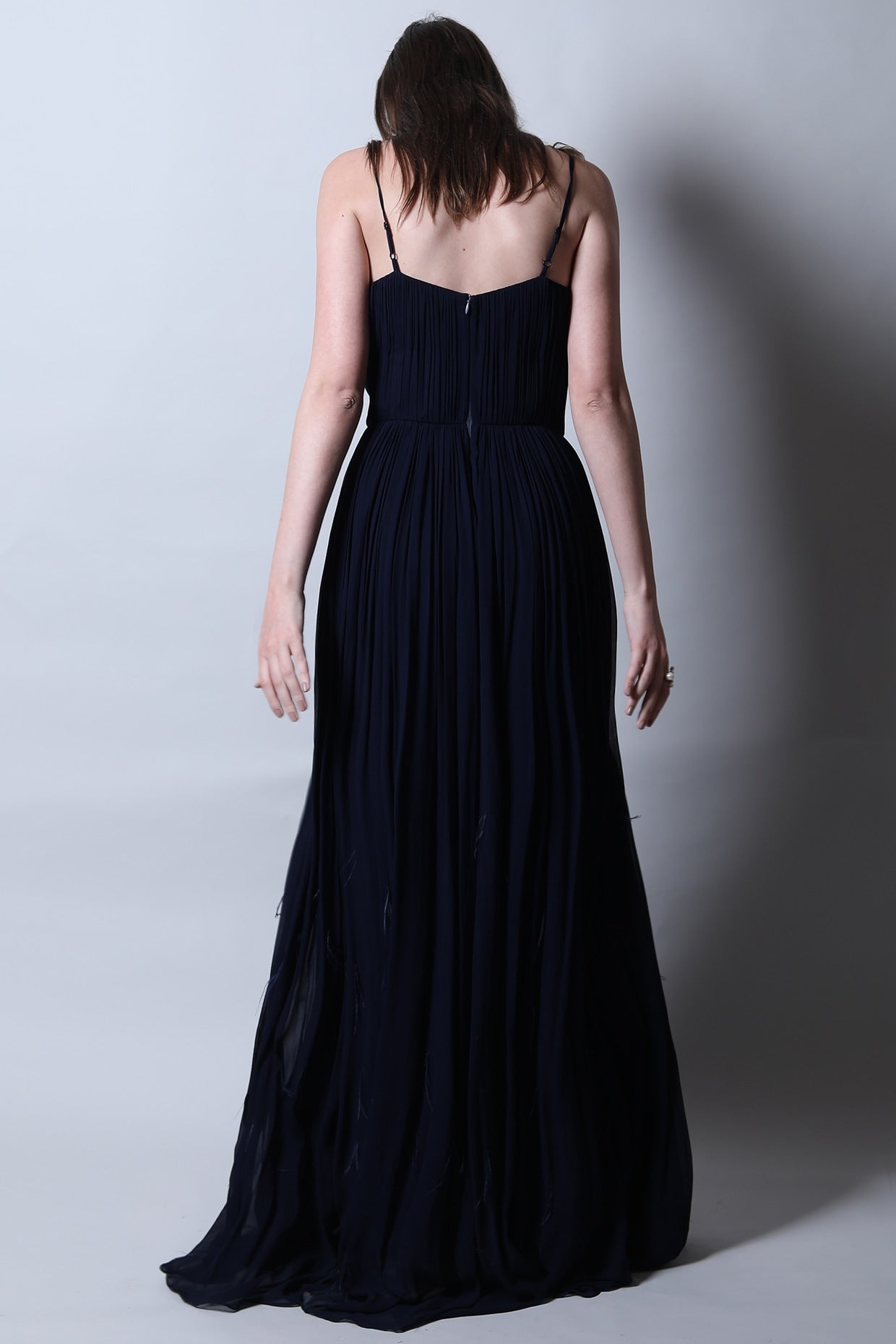 Strappy Ruched Maxi With Feathers