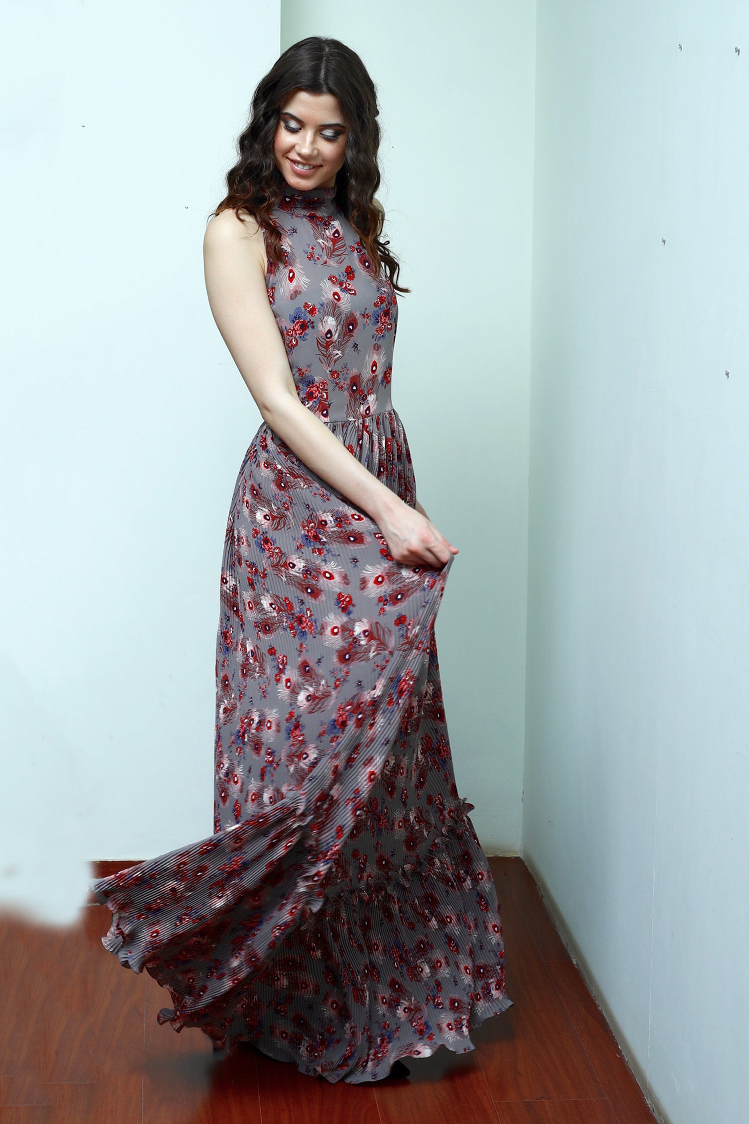 Halter Neck Retro Flared Gown