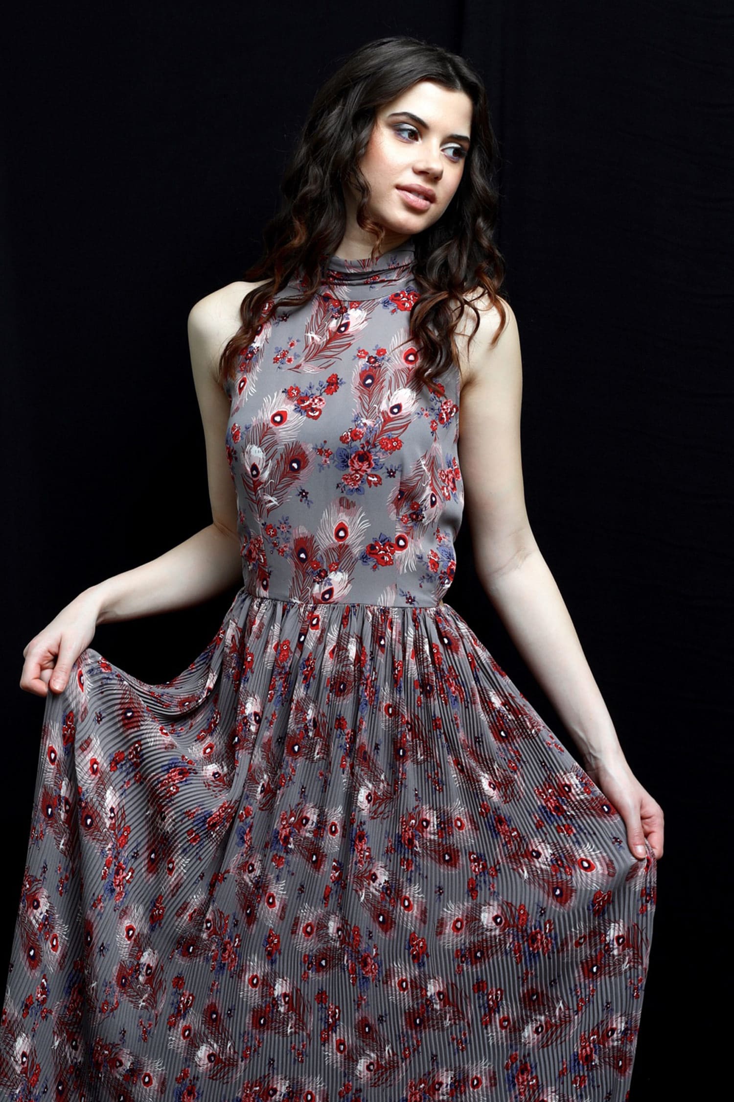 Halter Neck Retro Flared Gown