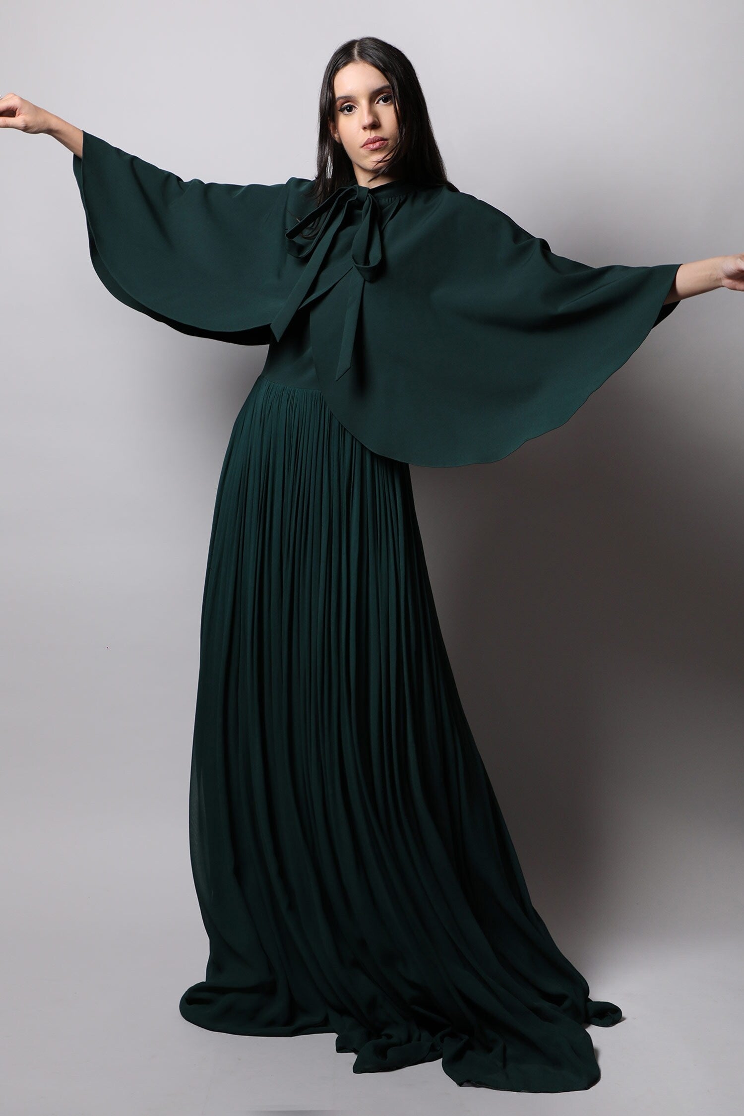 Scarf Collar Cape Gown