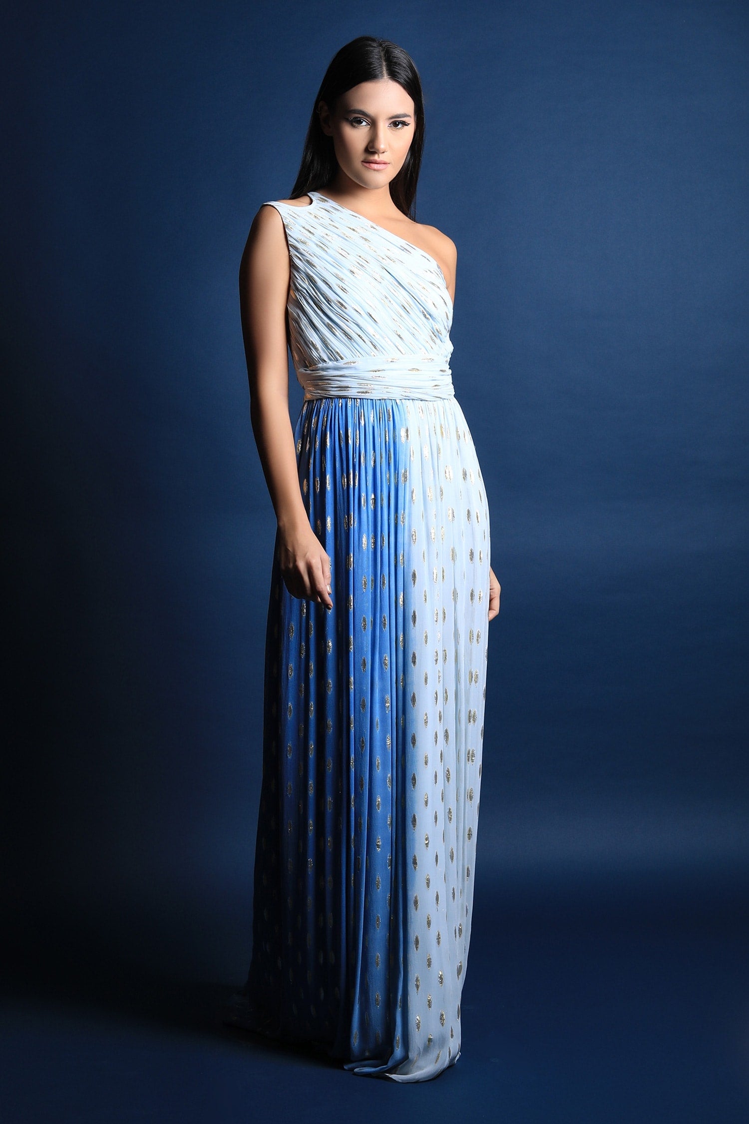 One Shoulder Keyhole Detail Gown