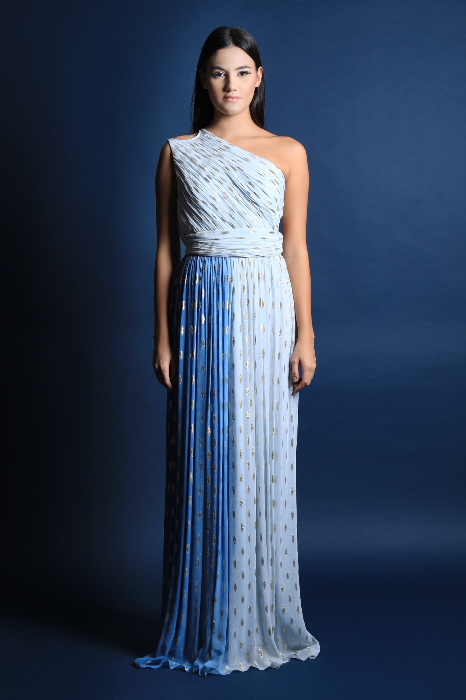 One Shoulder Keyhole Detail Gown