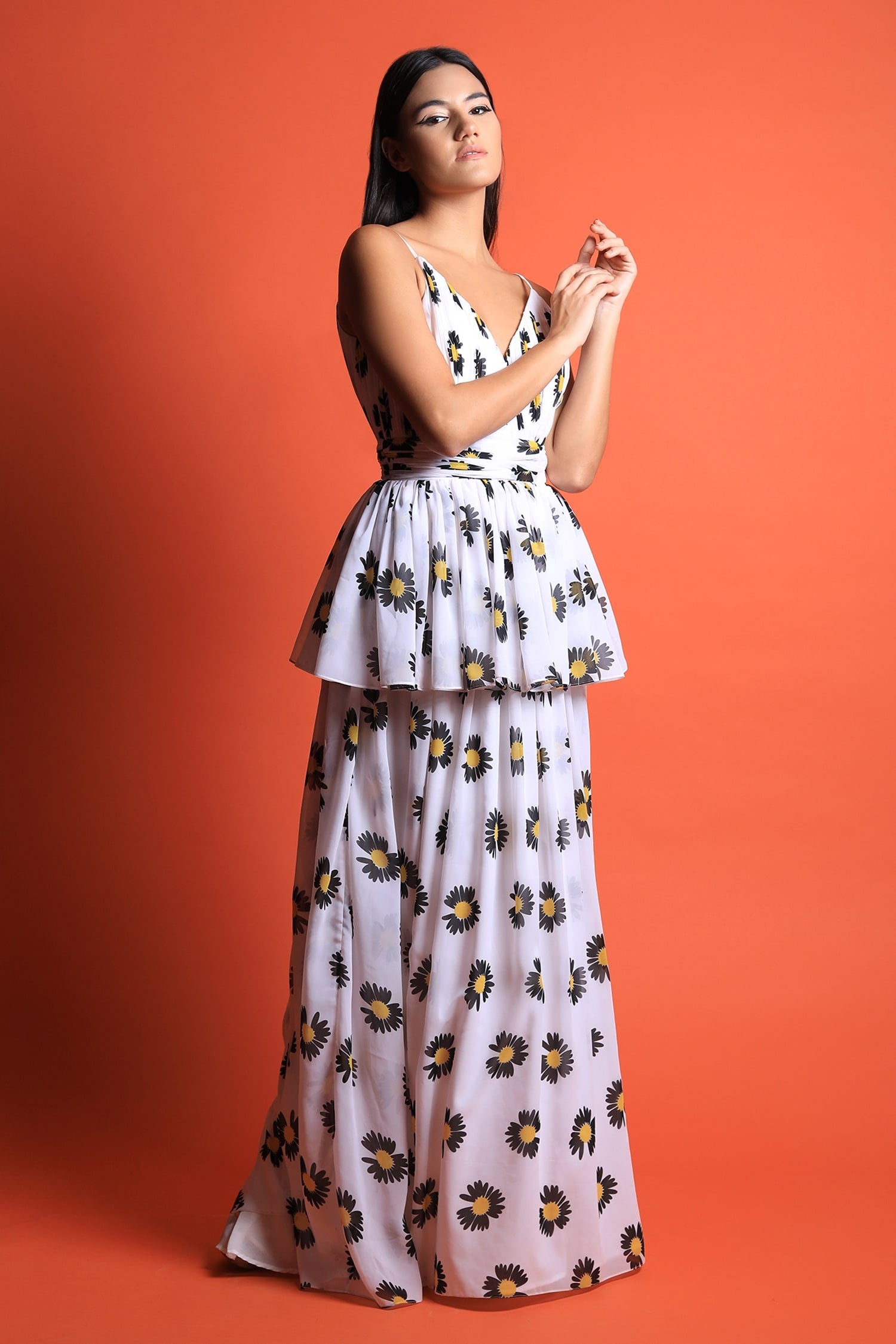 Strappy Maxi With Long Peplum