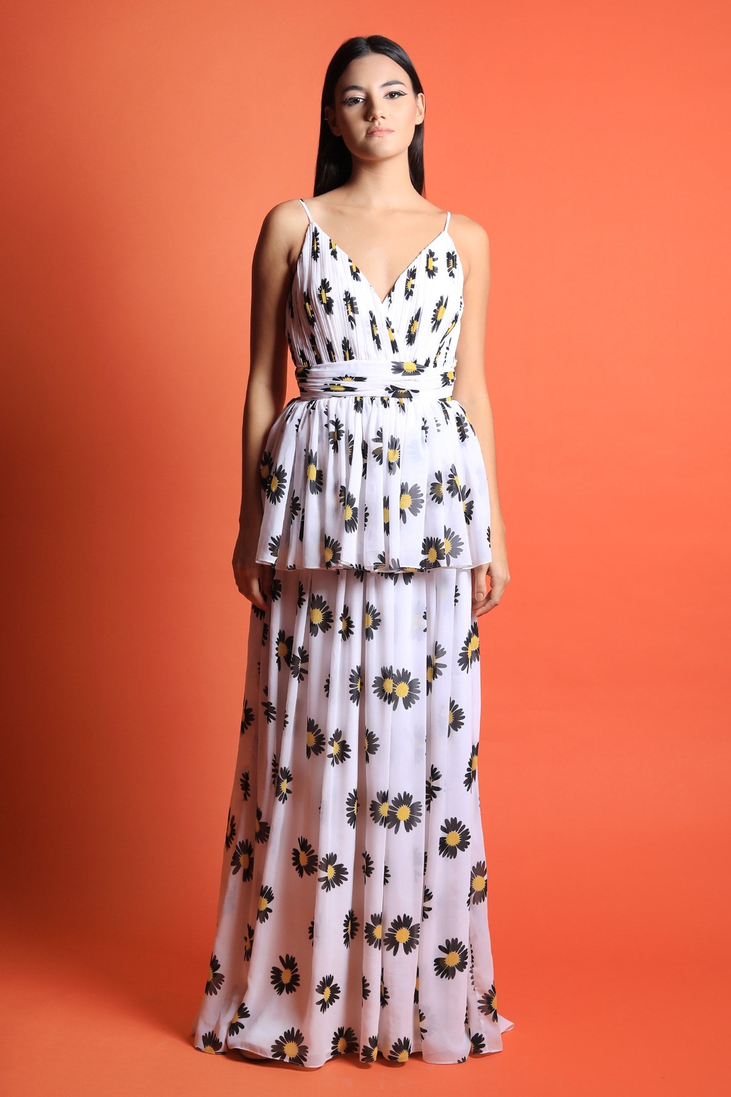 Strappy Maxi With Long Peplum