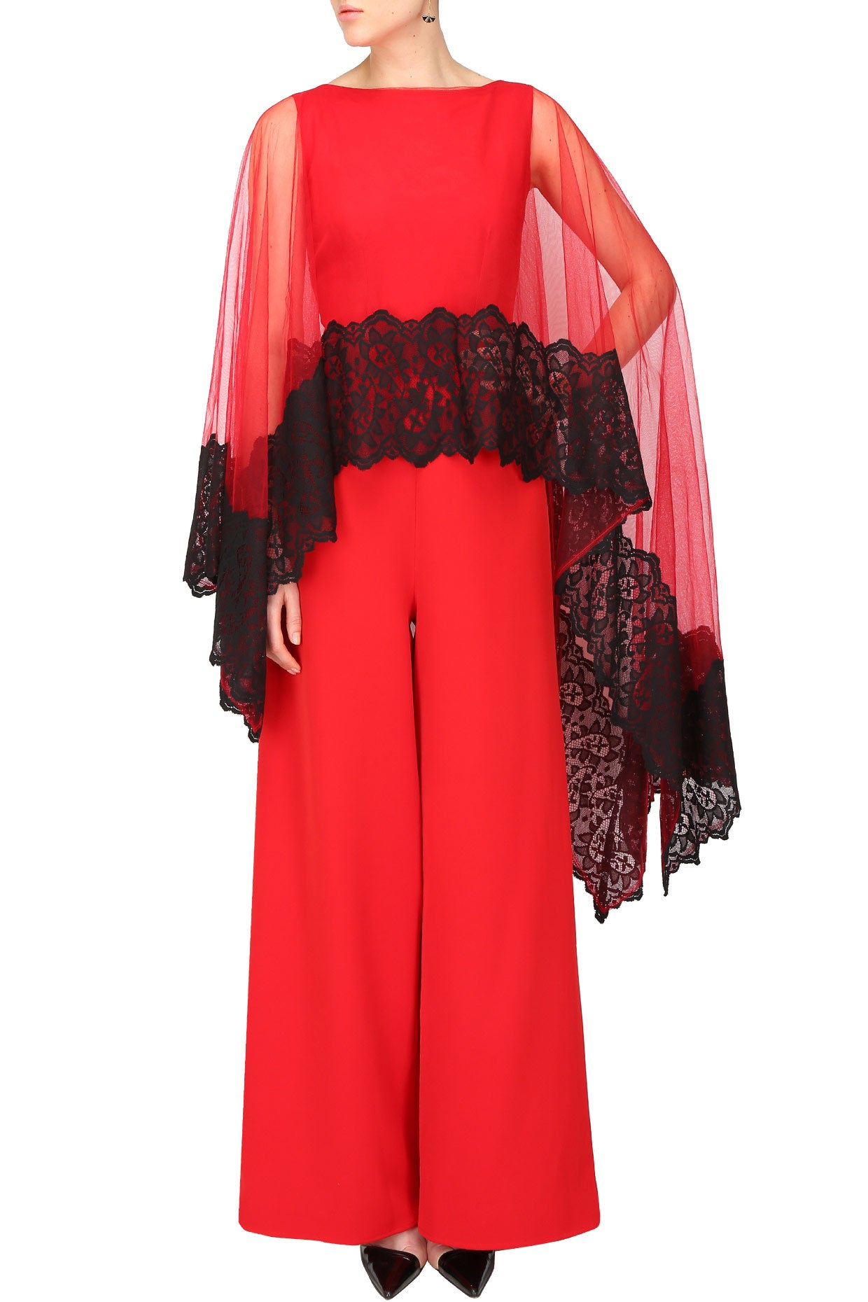 Sheer Bateau Neck Jumpsuit