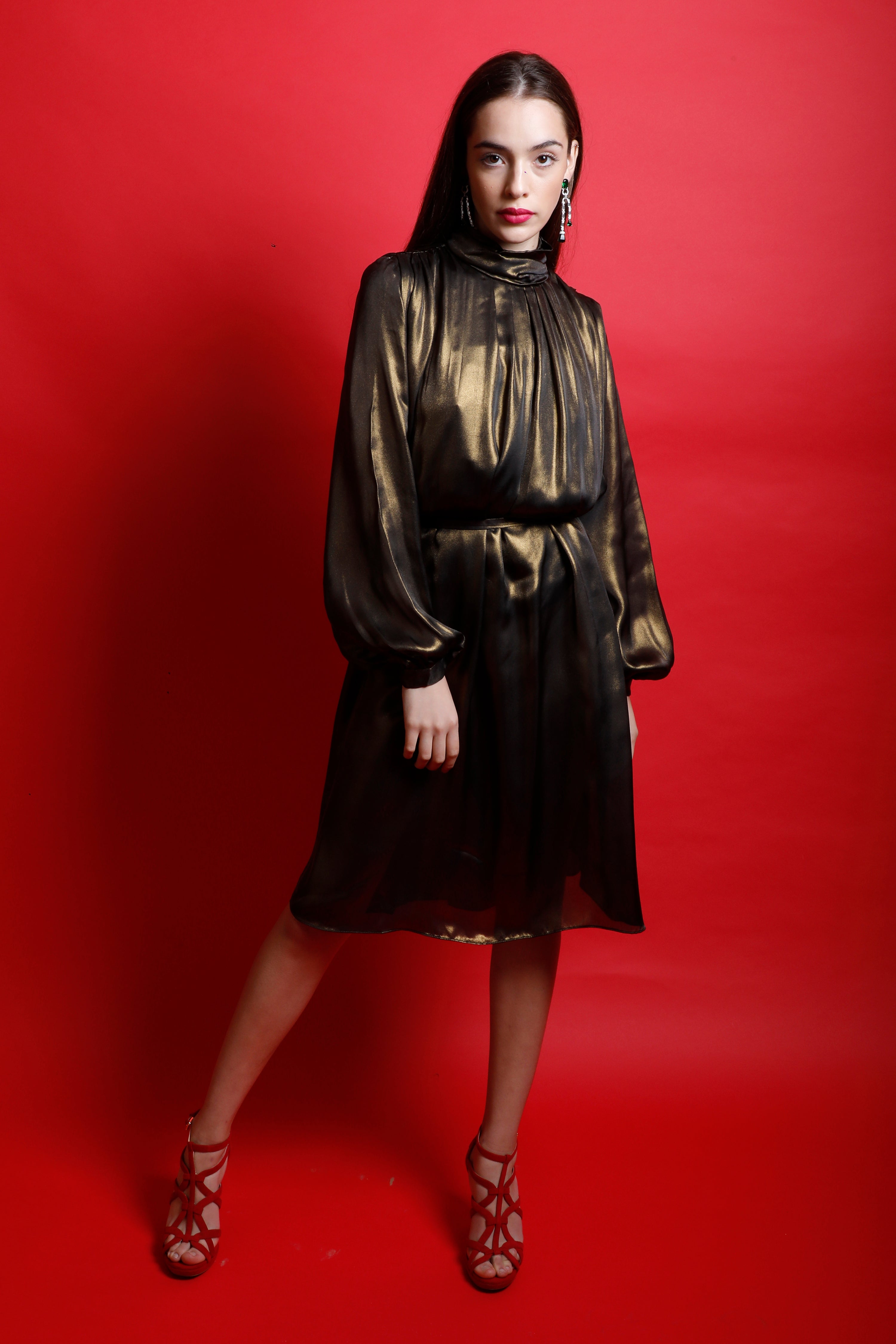Band Neck Shift Dress