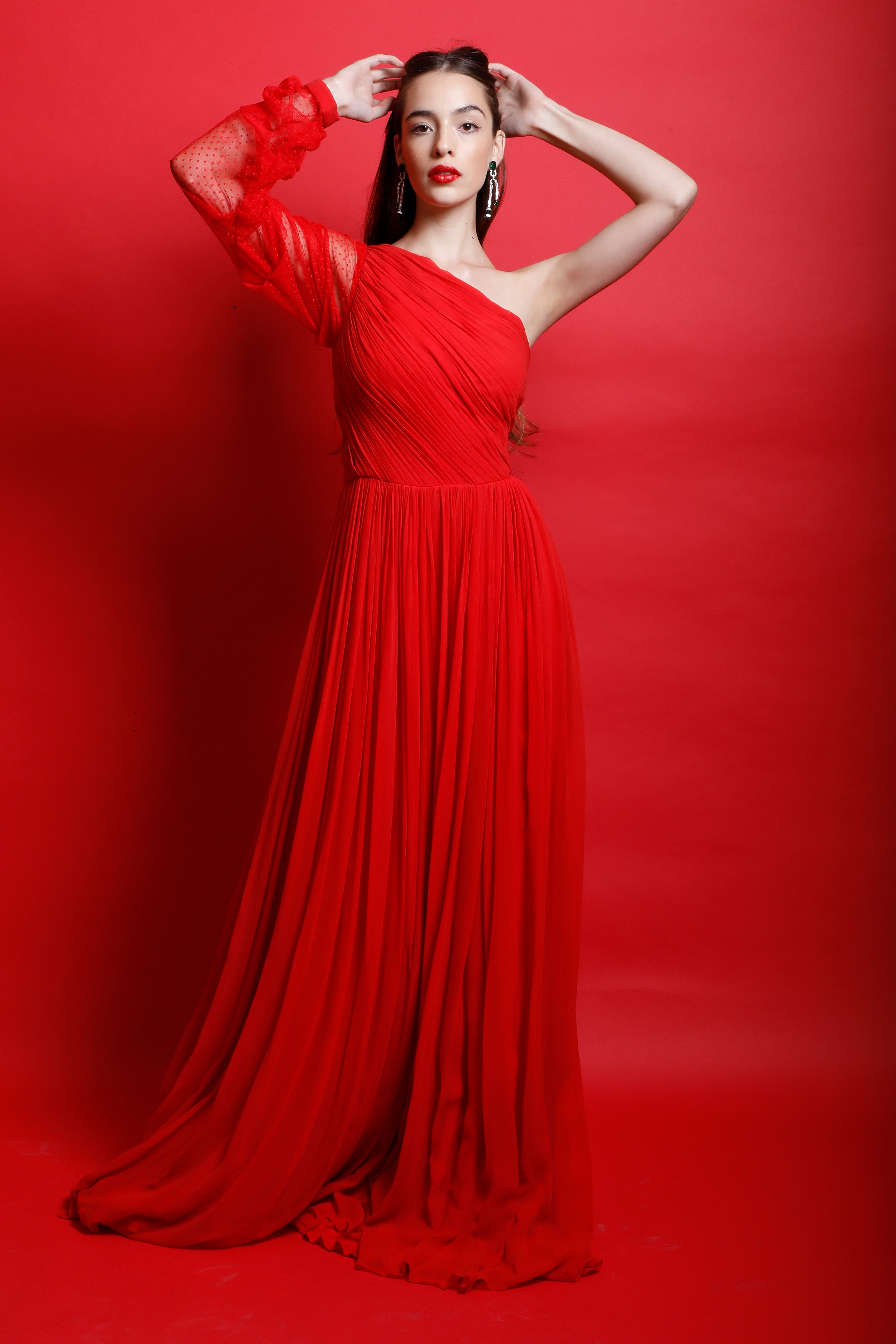 One Shoulder Ruched Maxi Gown