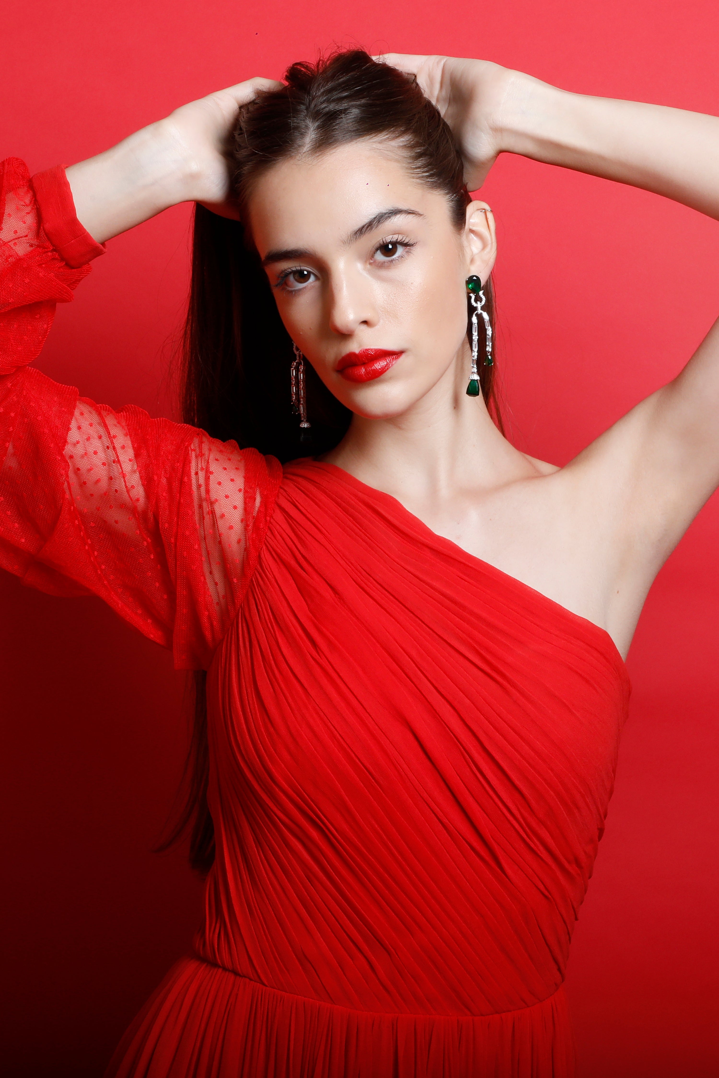 One Shoulder Ruched Maxi Gown