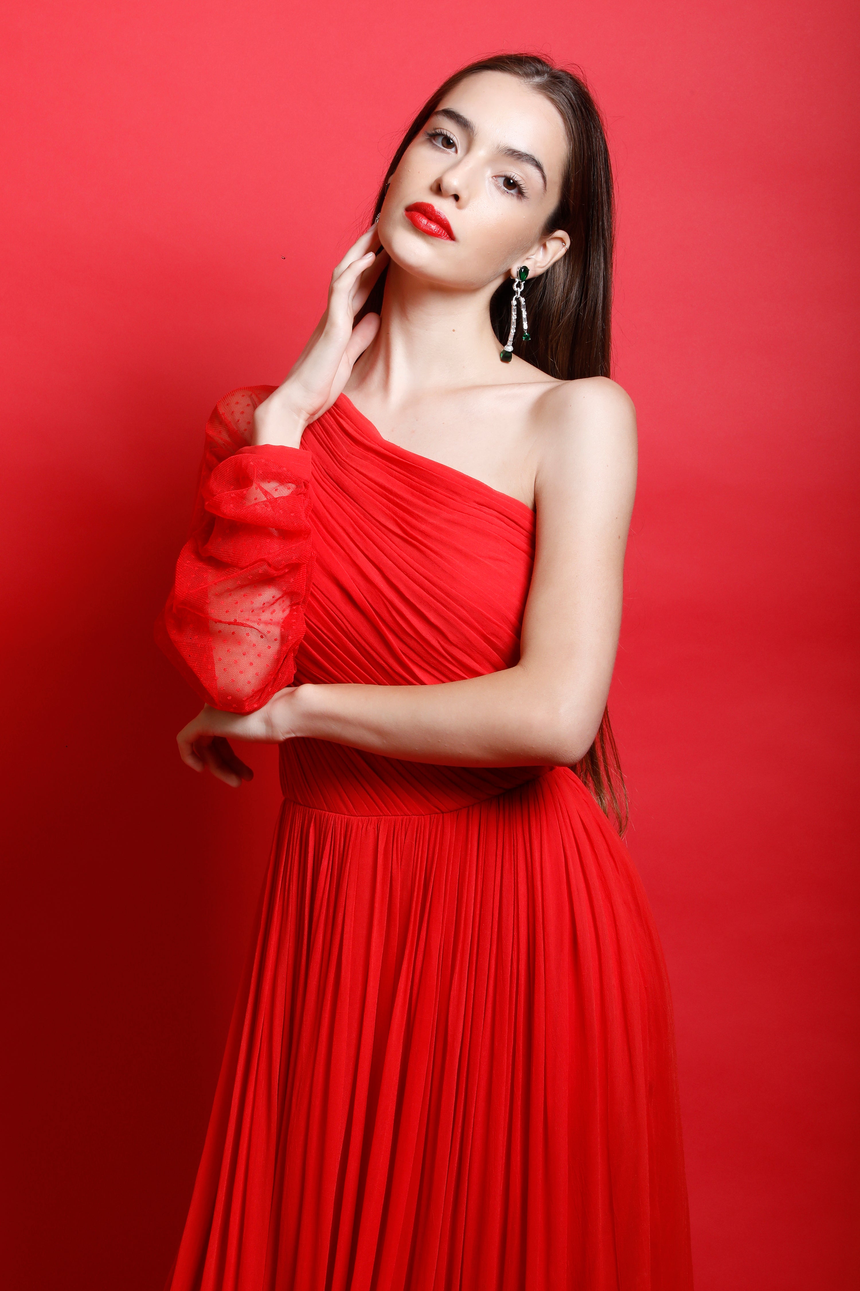 One Shoulder Ruched Maxi Gown