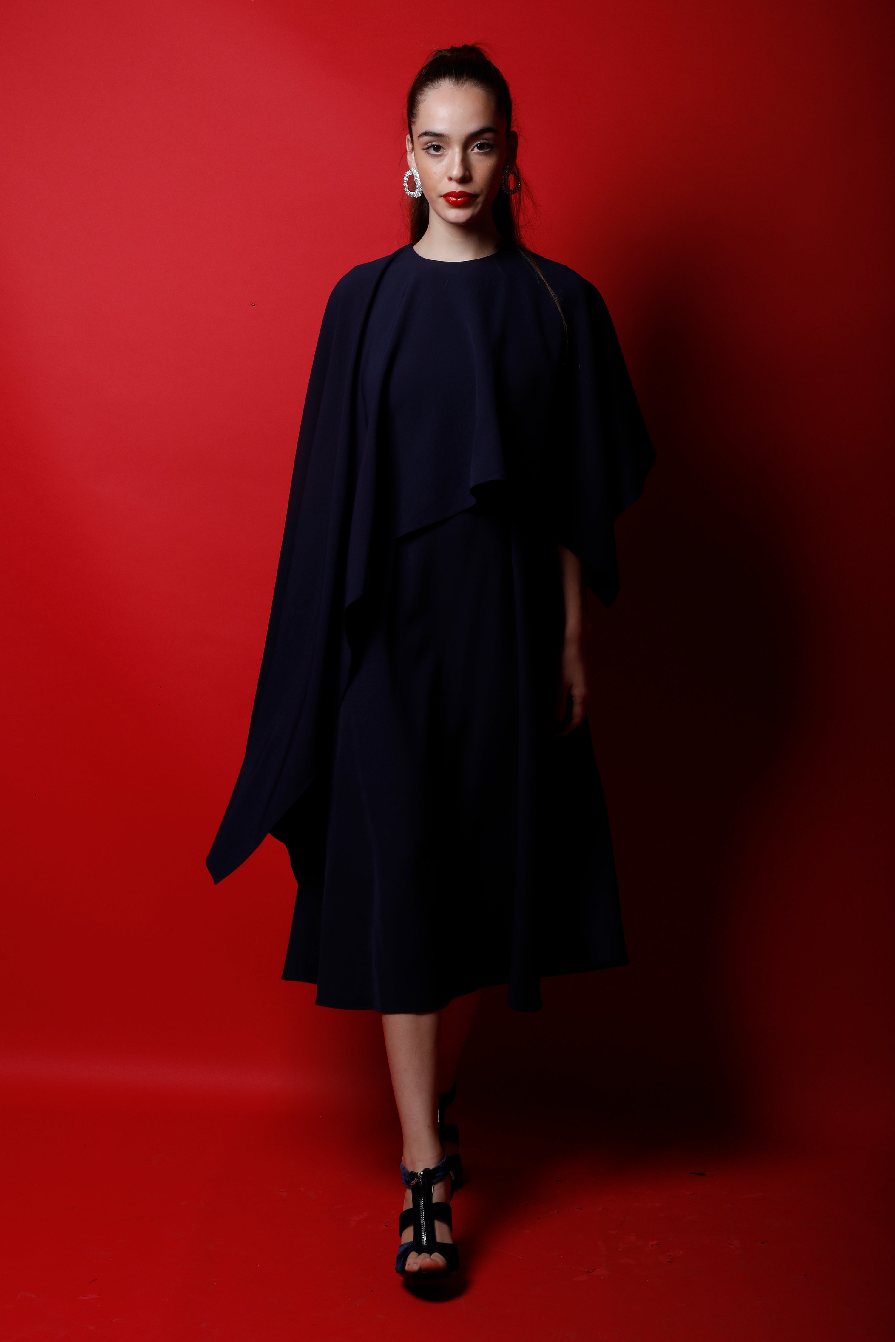 Flare Dress with Flag Drape