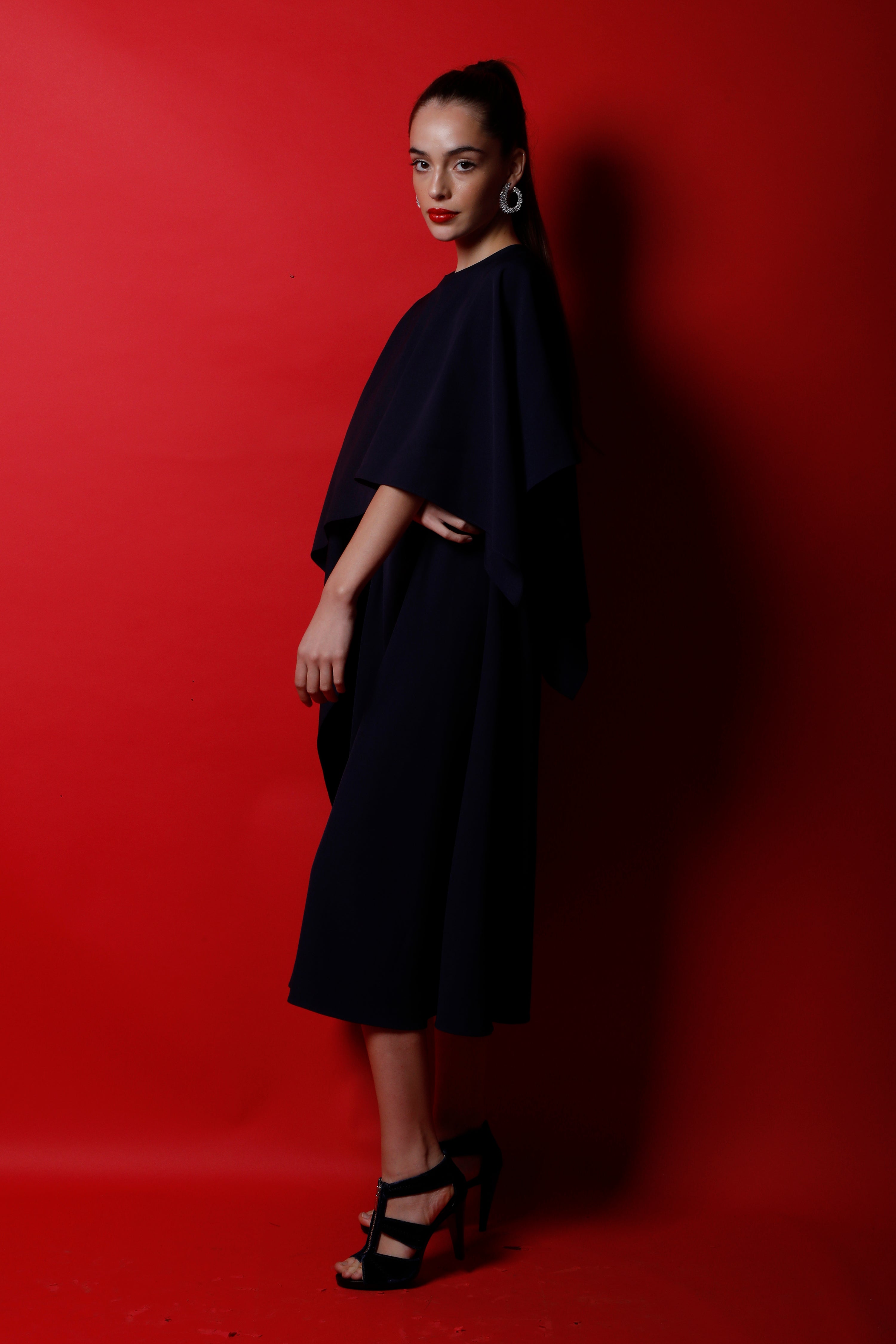 Flare Dress with Flag Drape