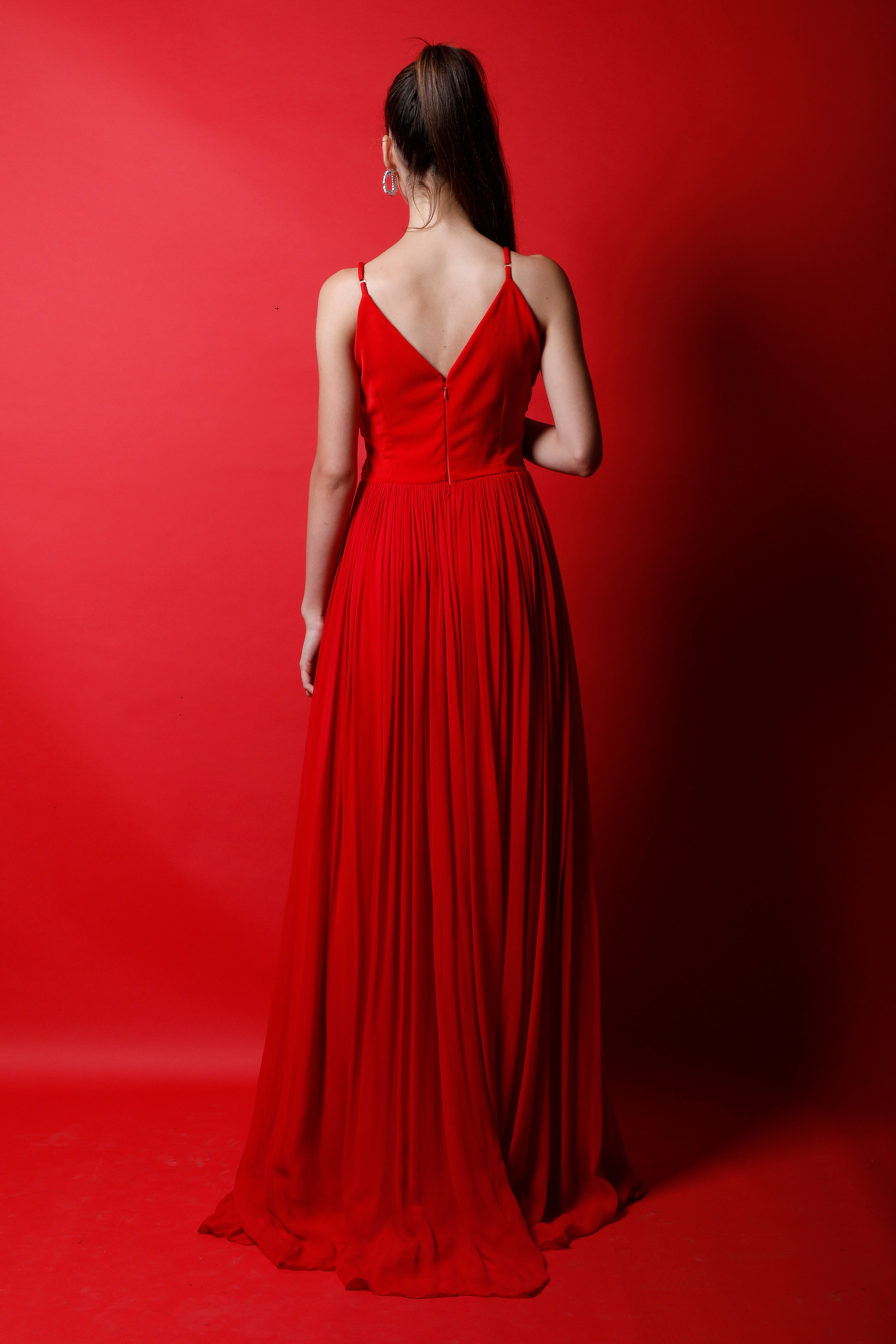 Strappy Inverted Ruched Maxi Gown