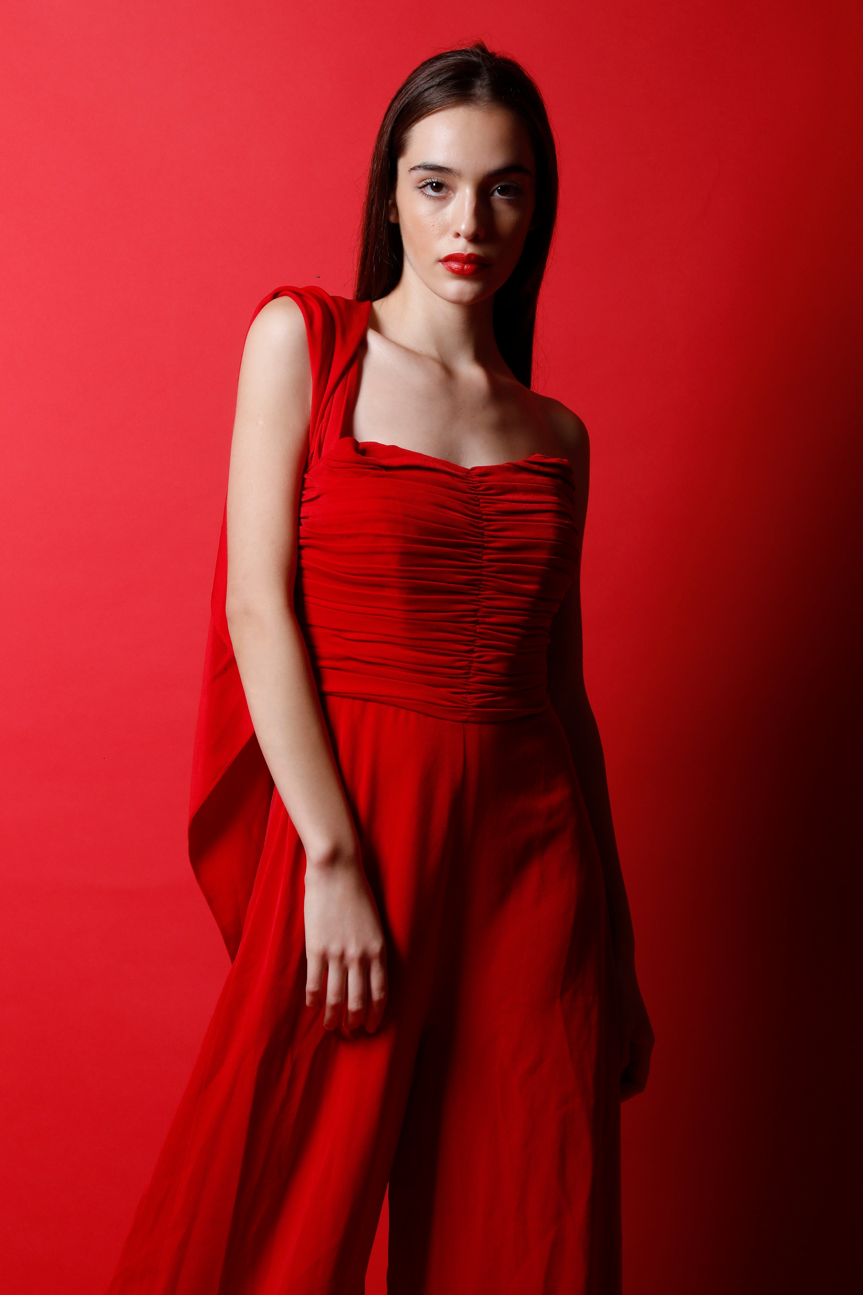 Corset Jumpsuit with Drape