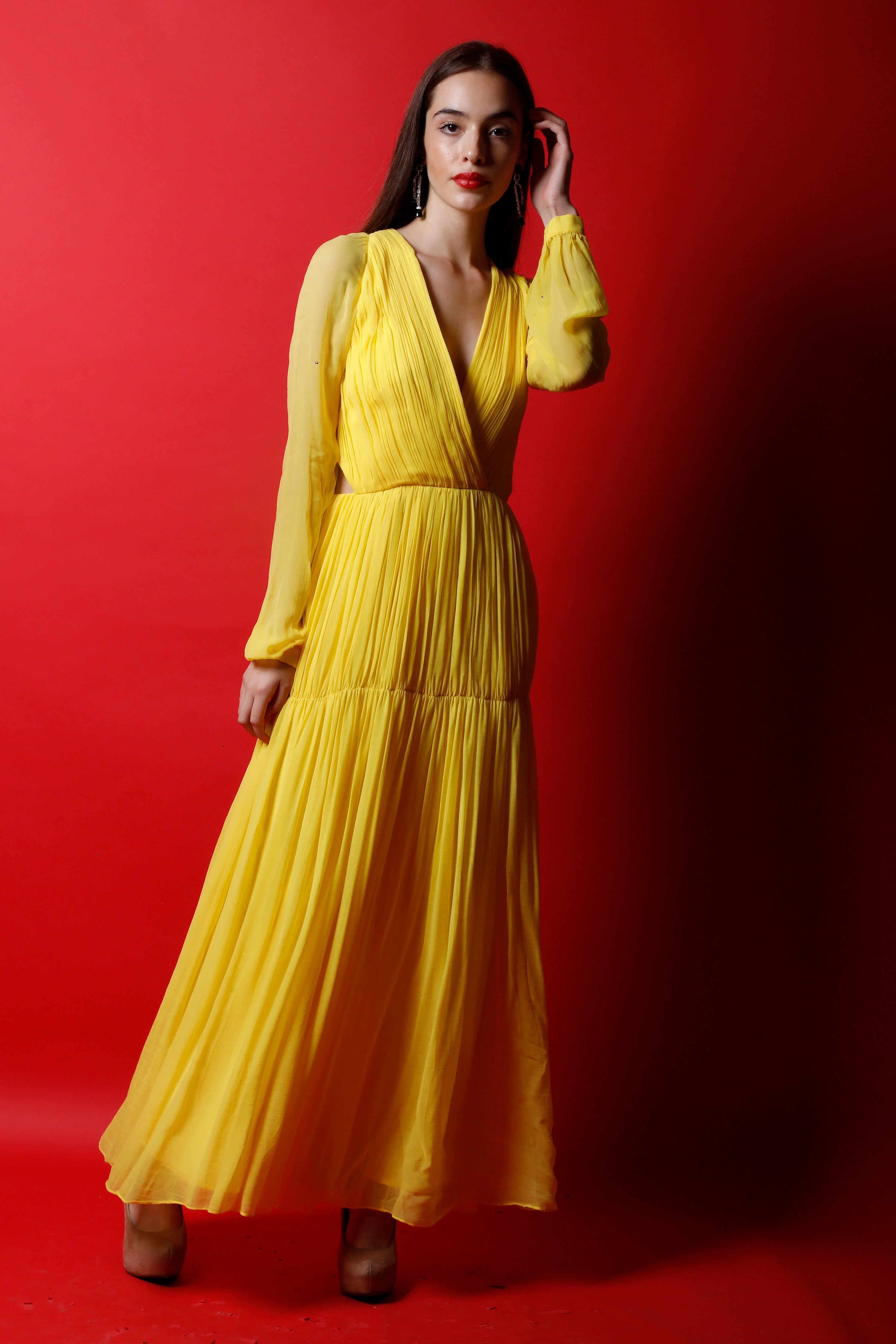 Overlapping Neck Maxi with Cut Outs