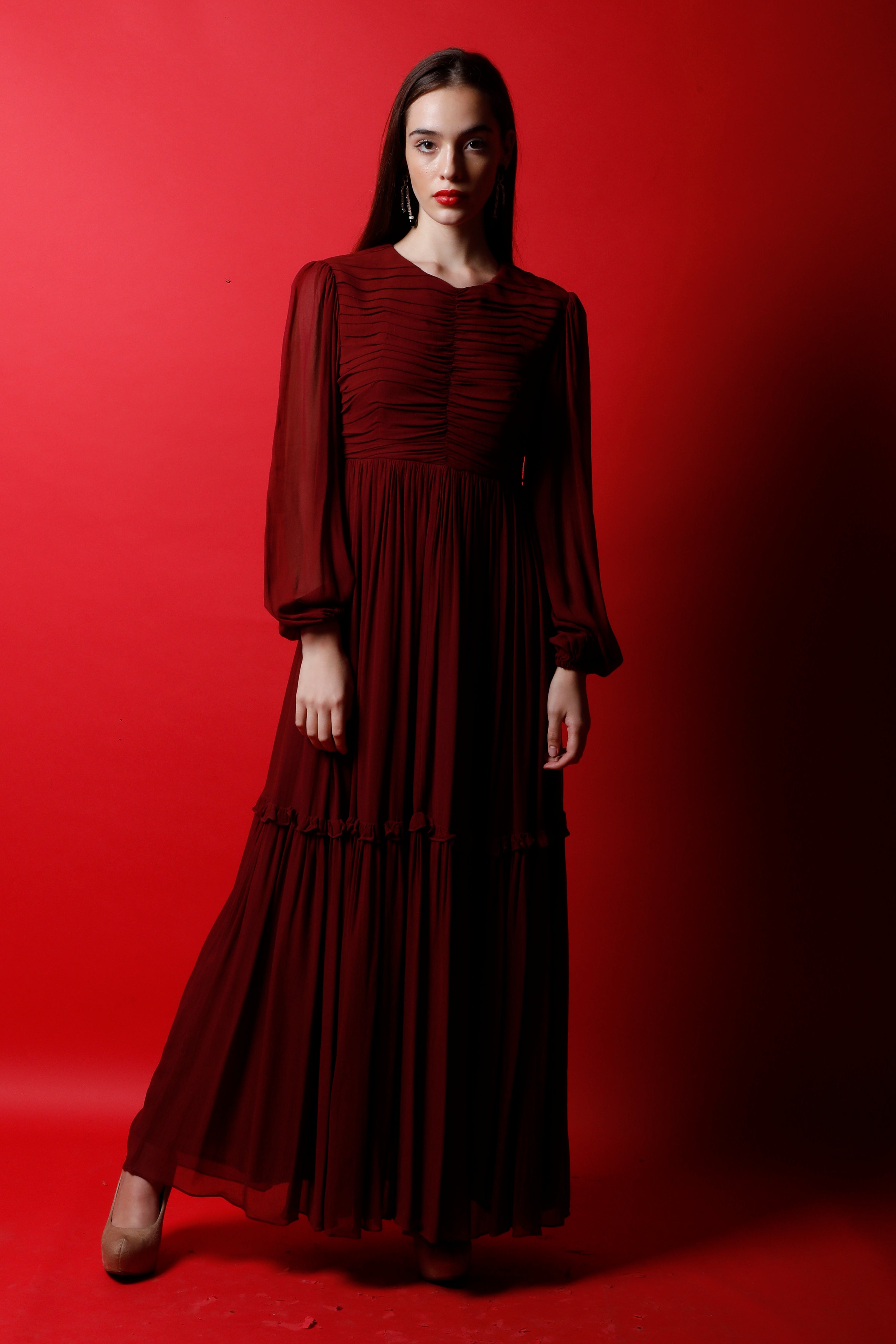 Ruched Backless Maxi Dress