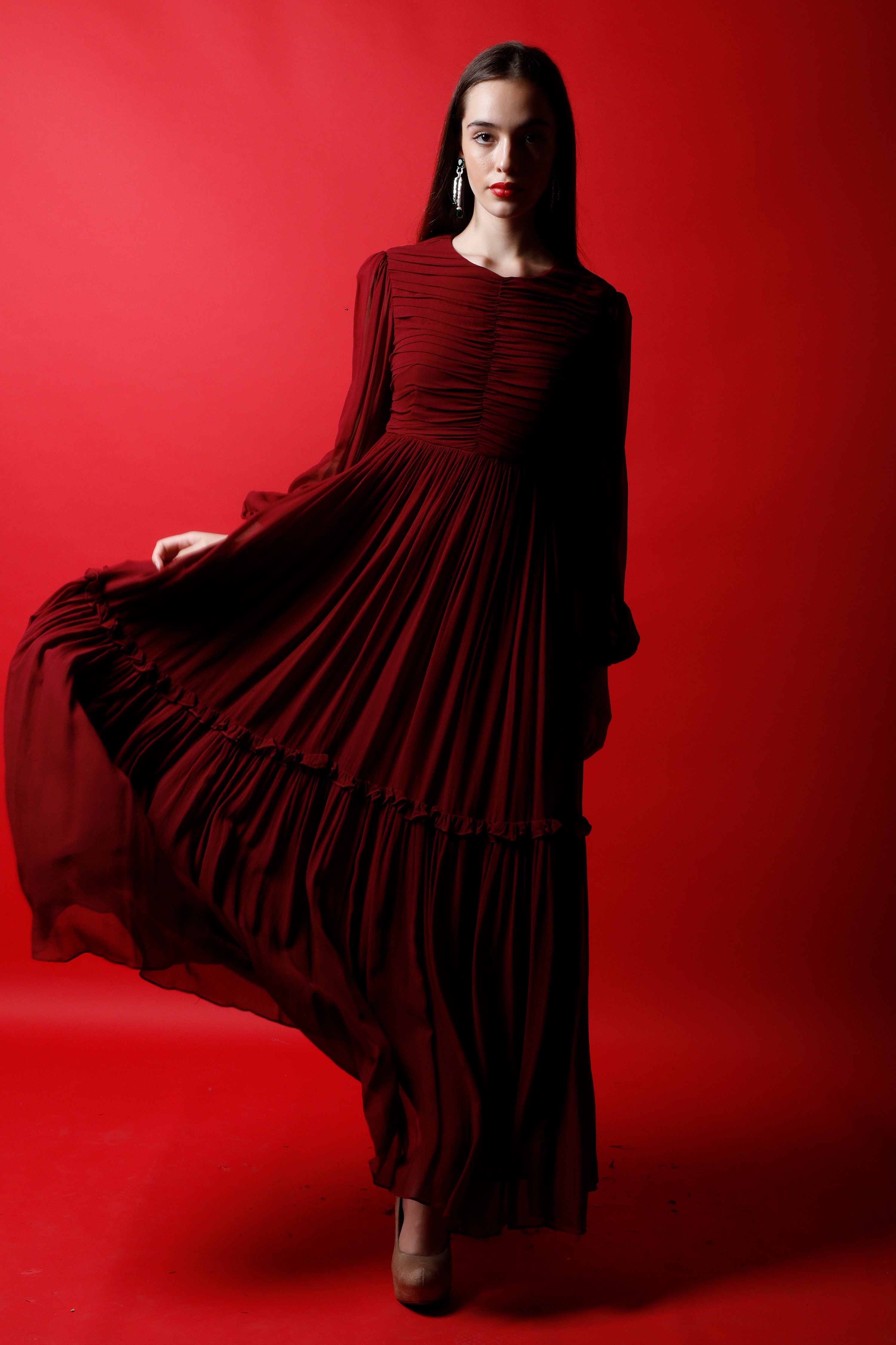 Ruched Backless Maxi Dress