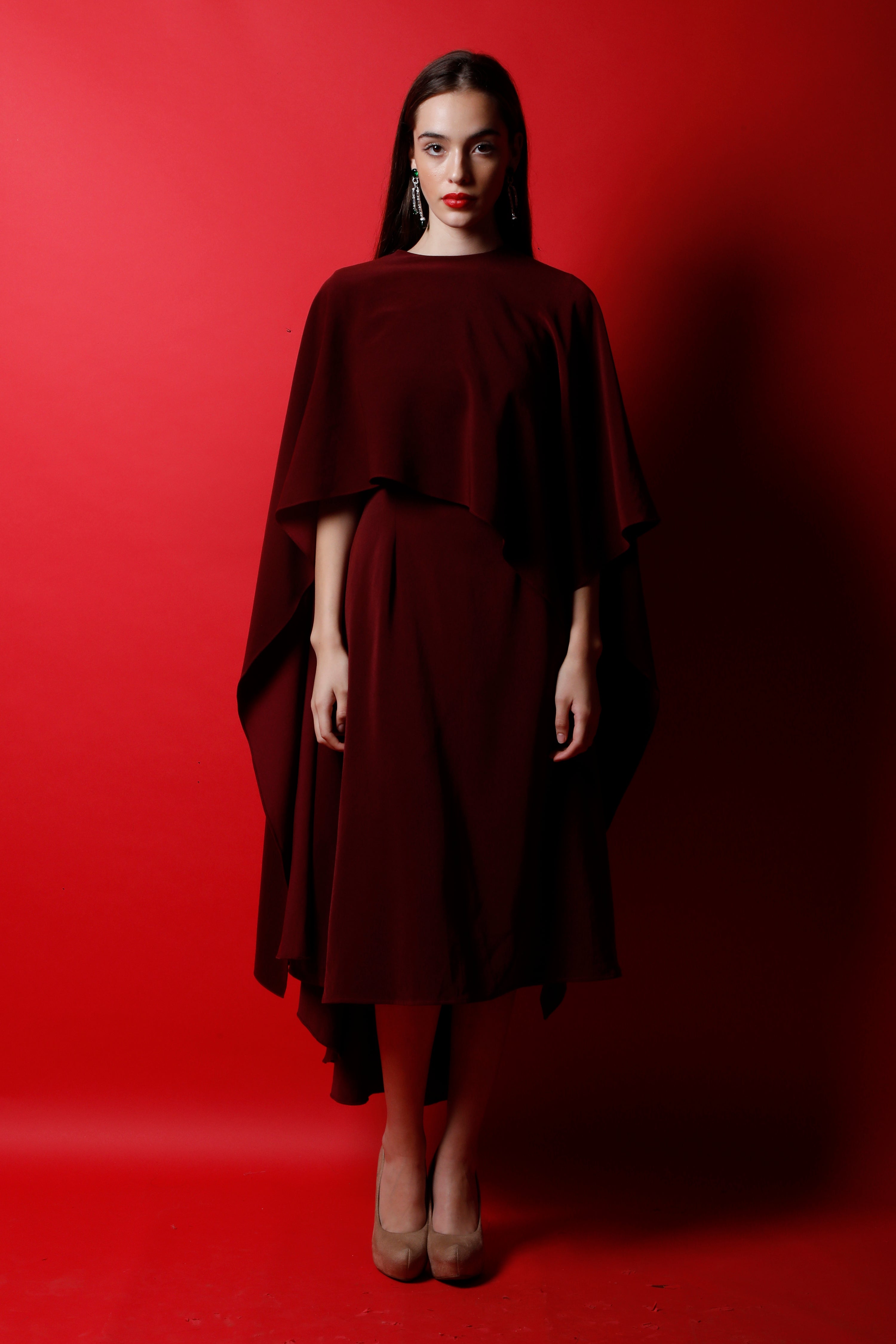 Fit & Flare Dress With Flag Drape